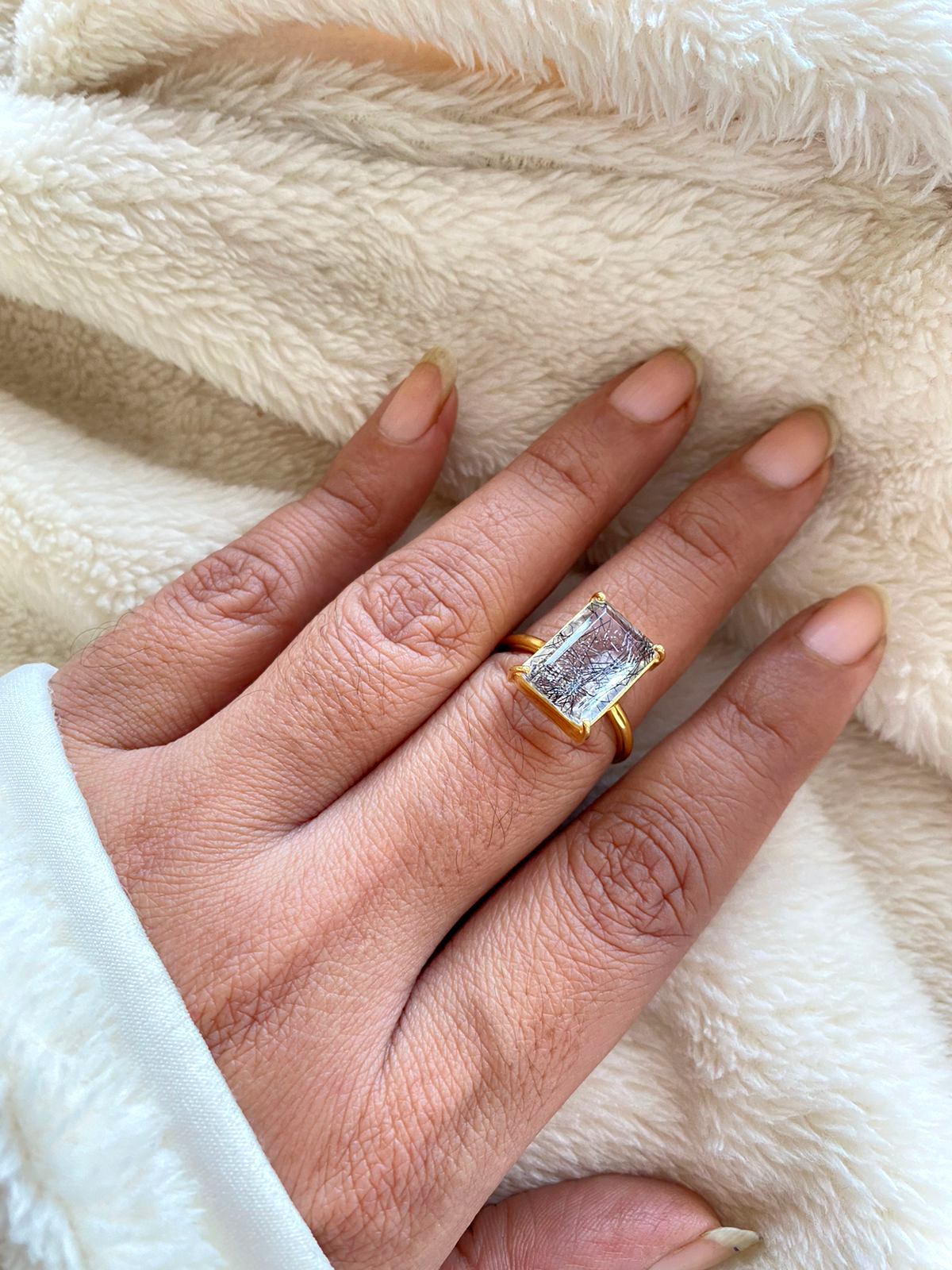 925 Sterling Jewelry Anniversary Gift Black Rutile Quartz Gemstone Ring Gold Ring Handmade Jewelry Handmade Ring Rutile Quartz Ring Unisex Ring Valentine Gift Wedding Ring Women Jewelry