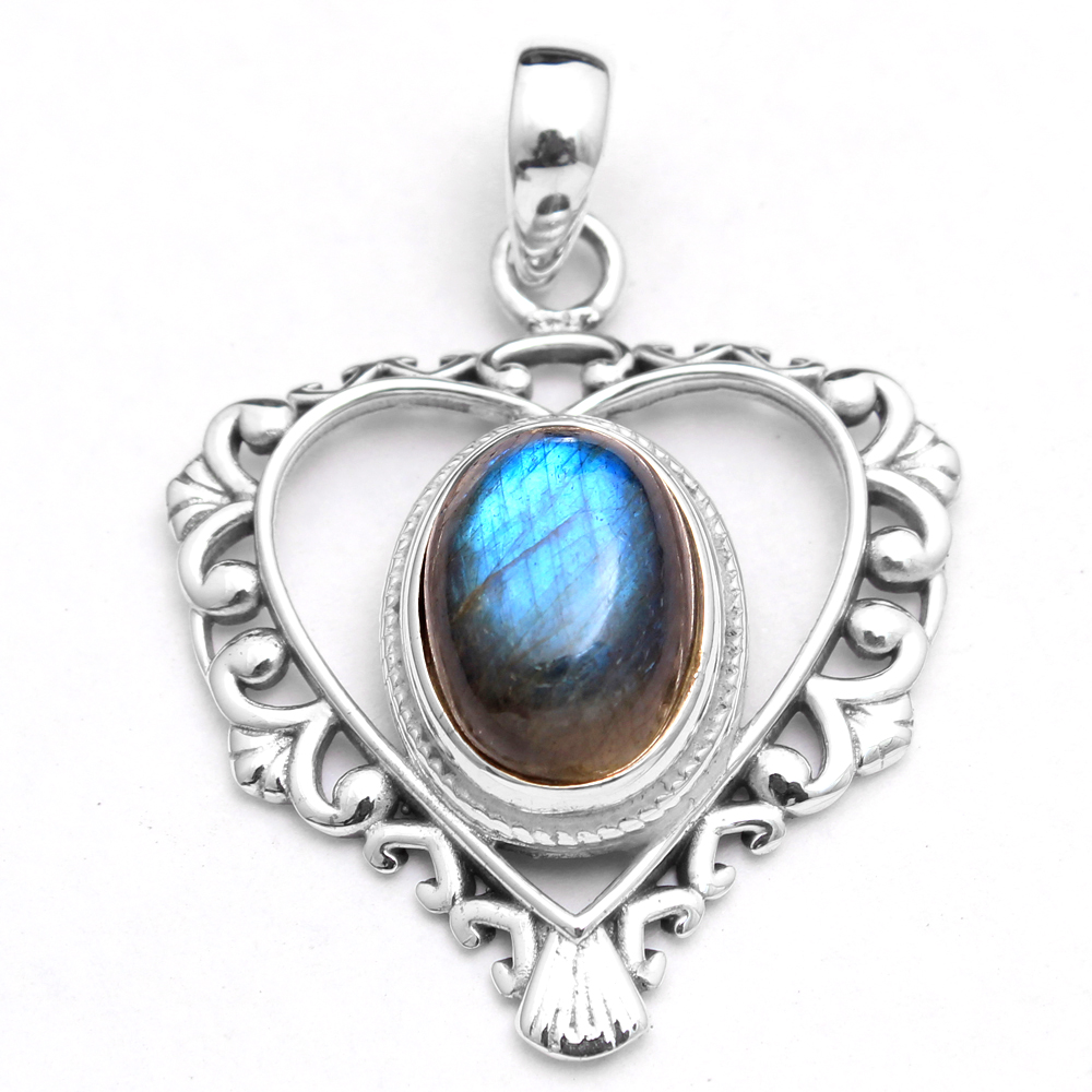 925 Sterling Silver Birthday Gift Christmas Gift Gemstone Pendant Gift For Her Handmade Jewelry Heart Pendant Labradorite Pendant Silver Pendant Women Jewelry