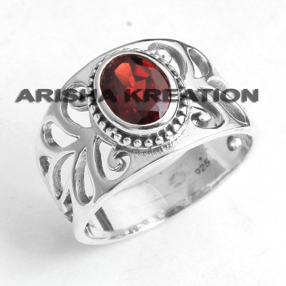 925 Sterling Silver Gemstone Jewelry Gifts For Her Halloween Gift Handmade Jewelry Red Garnet Ring Red Gemstone Ring Silver Ring Statement Jewelry Women Jewelry