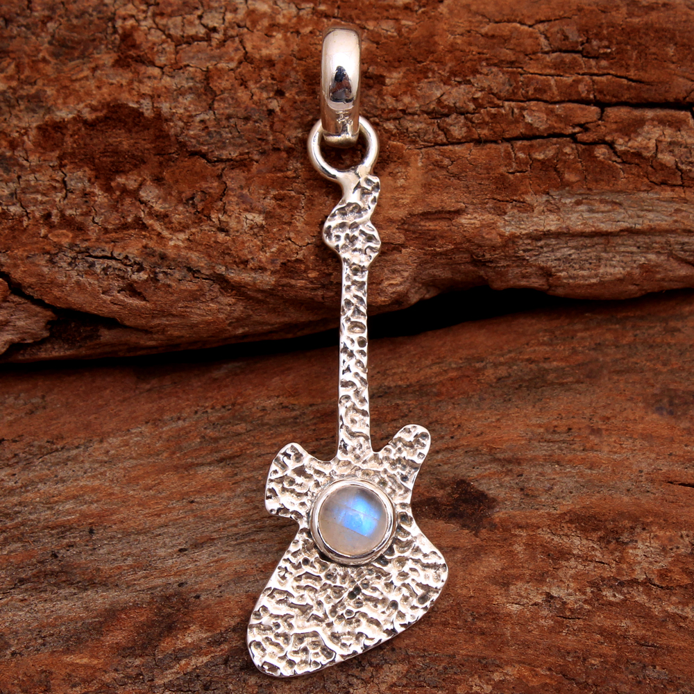 925 Sterling Silver Birthday Gift Gemstone Pendant Gift For Mum Guitar Pendant Handmade Jewelry Larimar Gemstone Moonstone Pendant Silver Jewelry Turquoise Pendant Women Jewelry