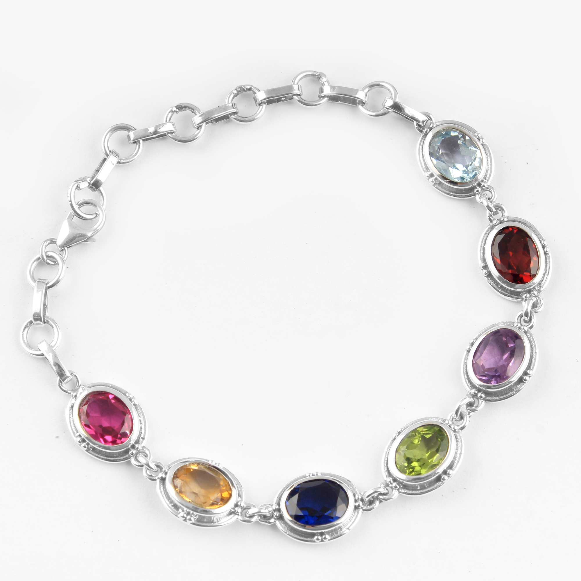 Silver gemstone bracelet discount