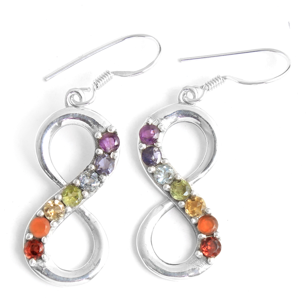7stone Pendant Chakra Jewelry Infinity Earring Multi Gemstone Pendant Round Gemstone