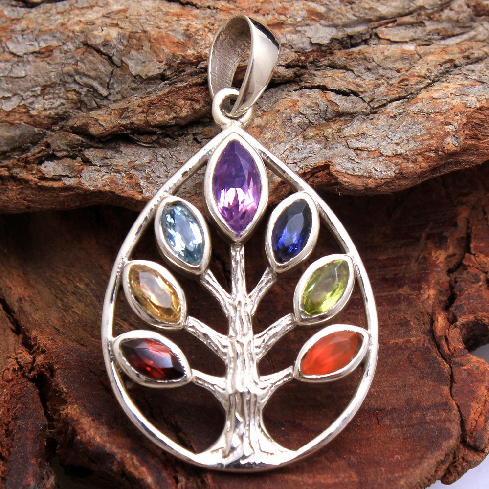 7stone Pendant Chakra Jewelry Marquise Gemstone Multi Gemstone Pendant