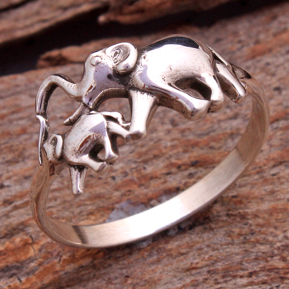 Artistic Ring Elephant Ring Silver Charm Jewelry