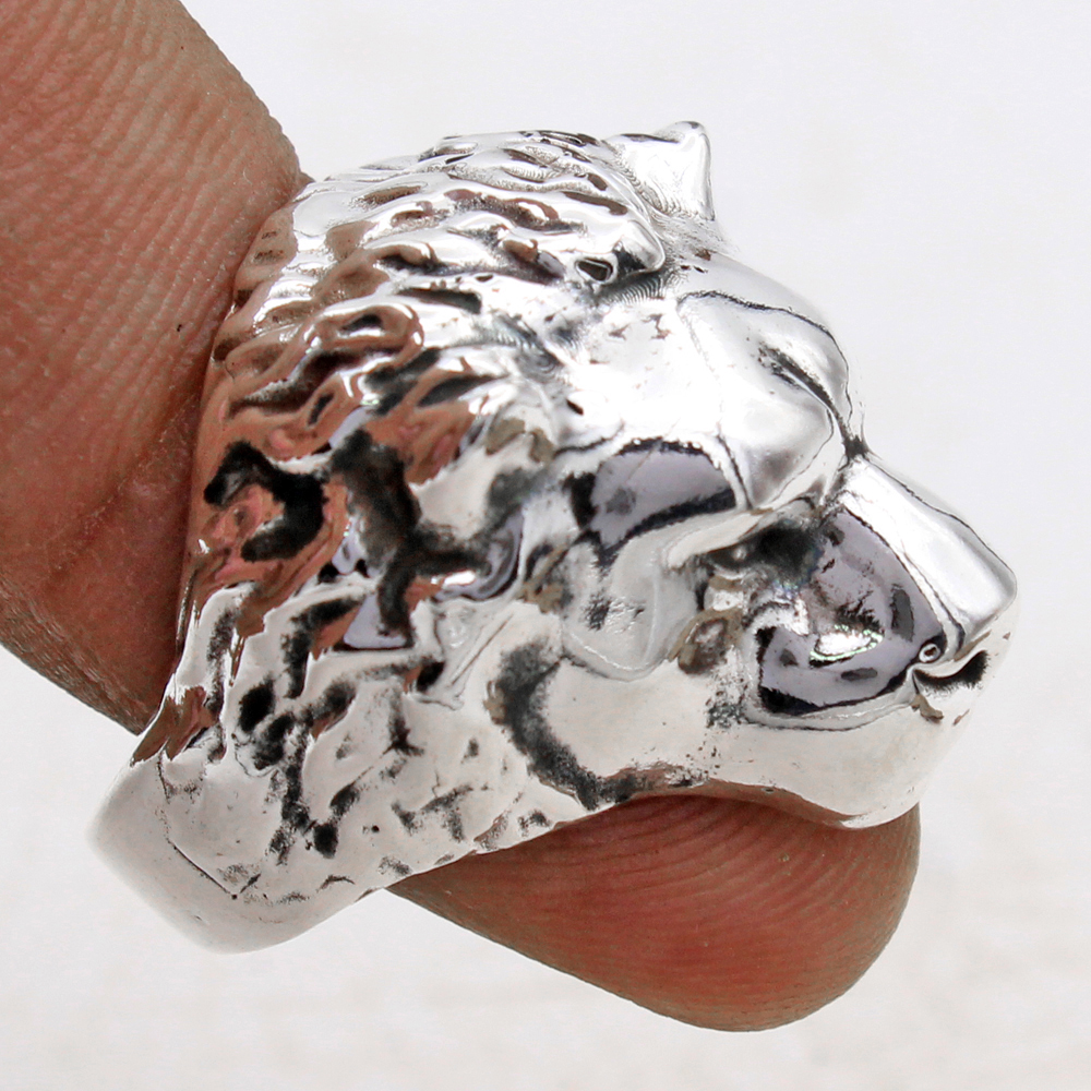 Lion Face Ring Lion Ring Silver Charm Jewelry Silver Ring
