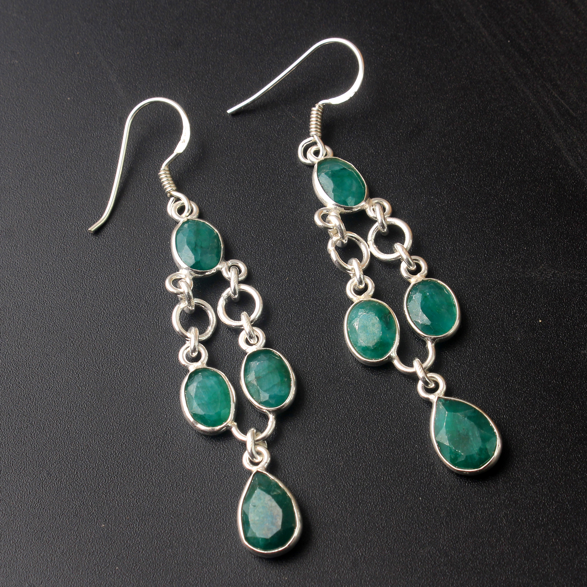 Emerald Earring Green Gemstone Oval Gemstone Pear Gemstone
