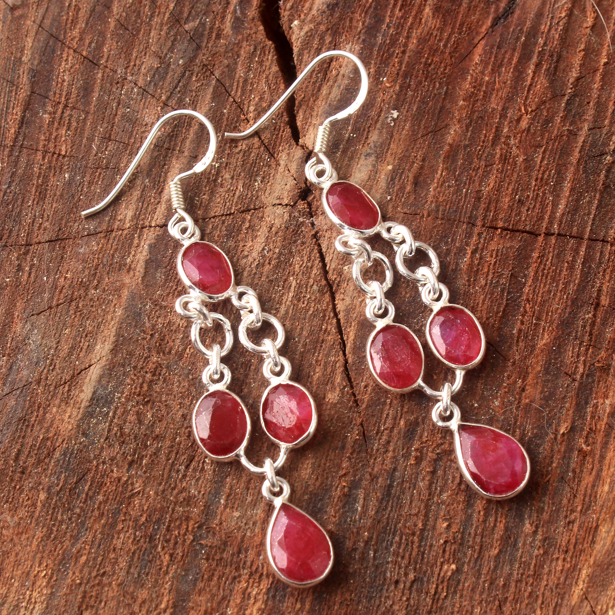 Oval Gemstone Pear Gemstone Red Gemstone Ruby Earring