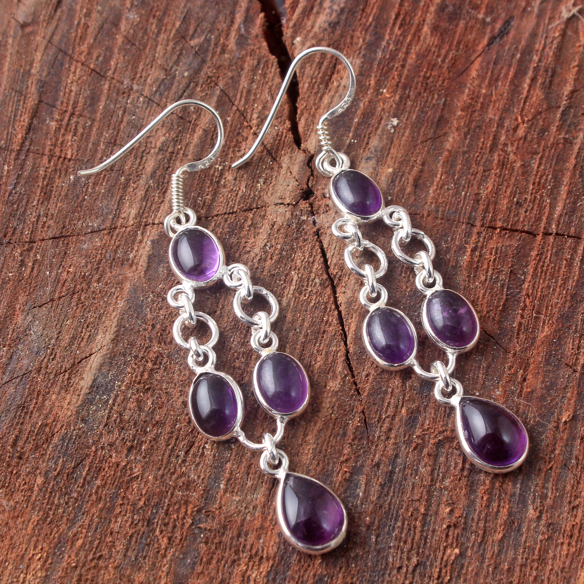 Amethyst Earring Oval Gemstone Pear Gemstone