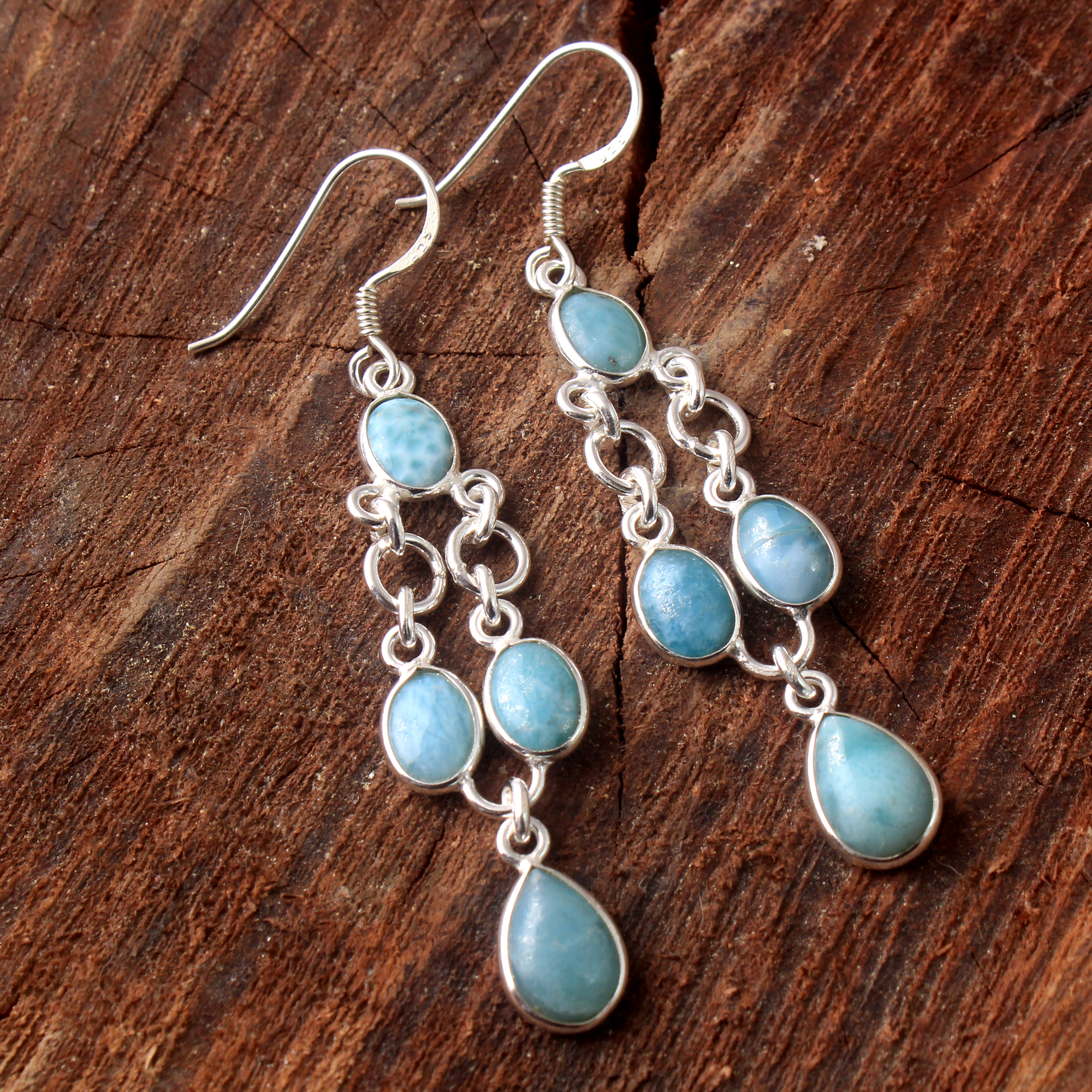 Larimar Earring Oval Gemstone Pear Gemstone