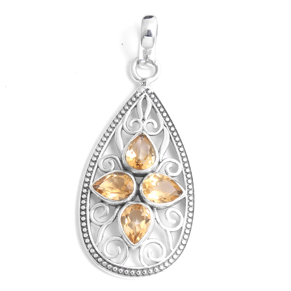 925 Silver Jewelry 925 Silver Pendant Citrine Pendant Pear Gemstone