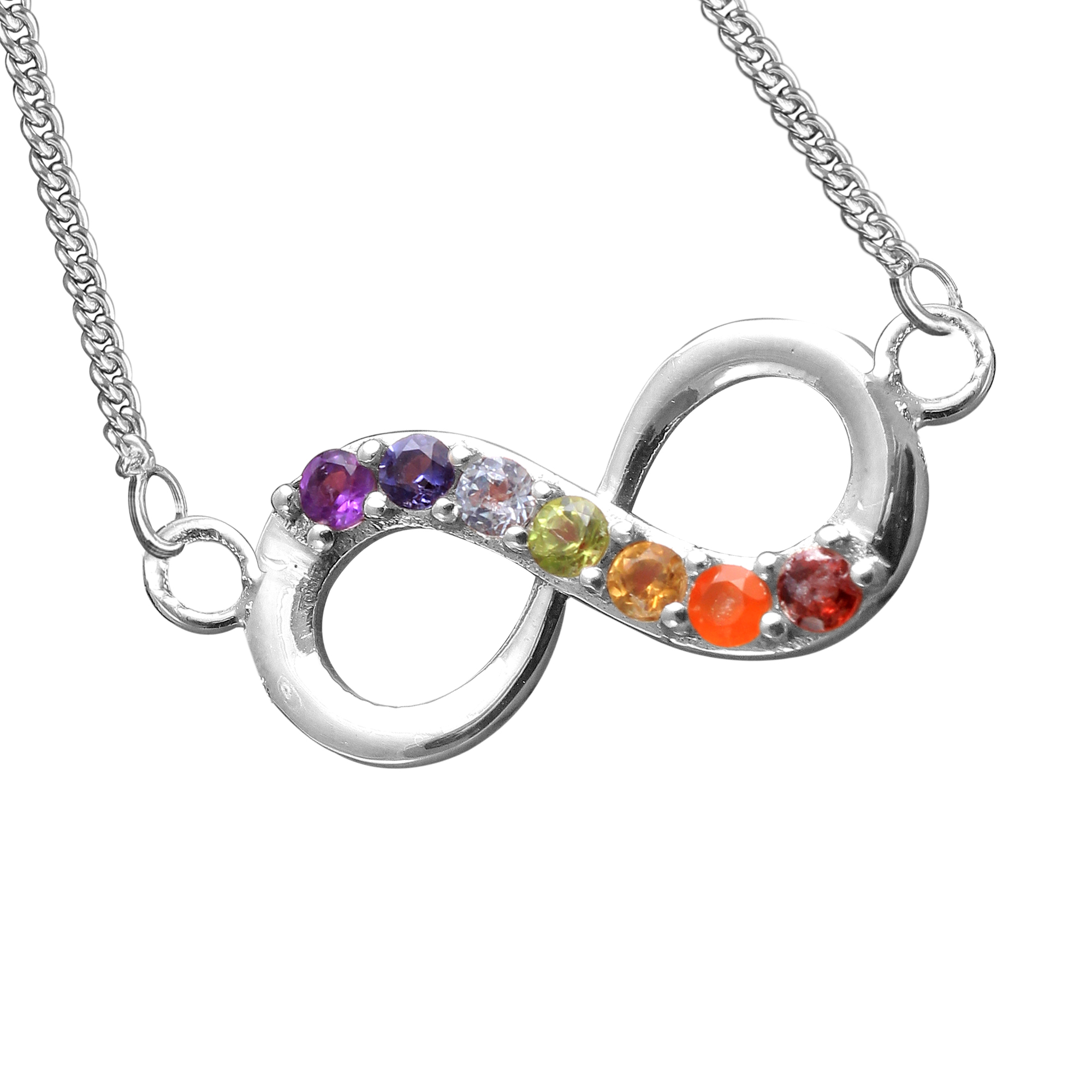 Cubic Zirconia Infinity Necklace With 4 Heart Birthstones – BIRTHSTONES  JEWELRY INC