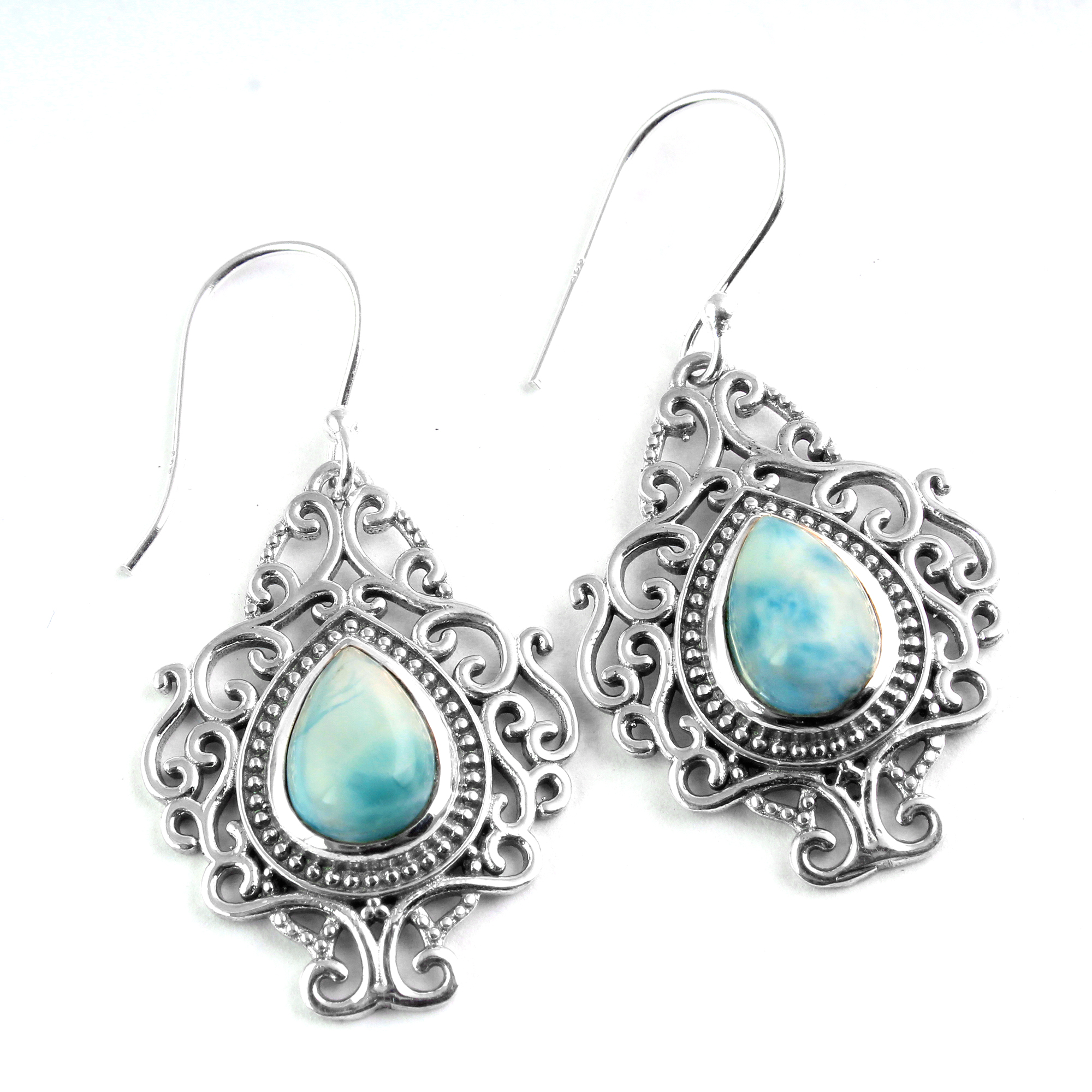 Dangle Earring Handmade Earring Larimar Gemstone Silver Earring