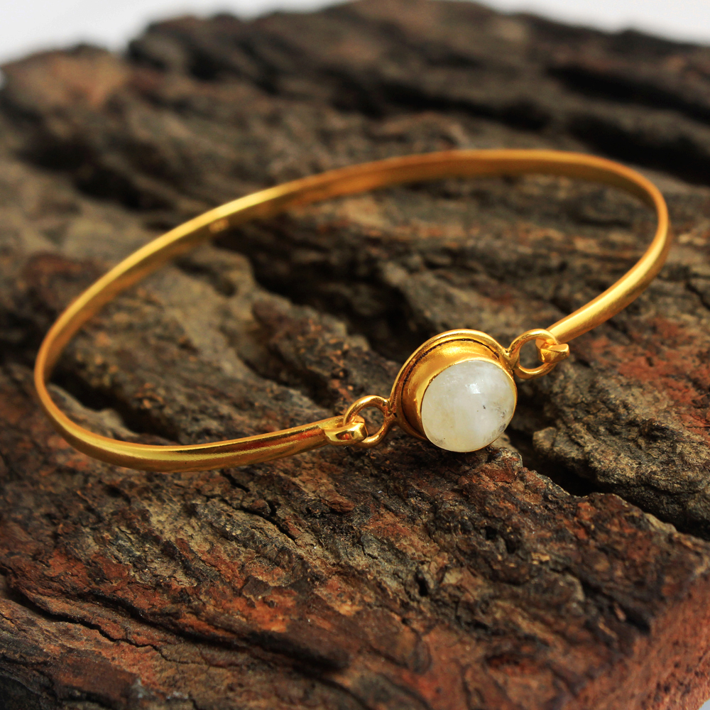 925 Sterling Silver Bangle Bracelet Fashion Jewelry Gemstone  Jewelry Gift For Her Handmade Jewelry Moonstone Bracelet Silver Jewelry Yellow Gold Plated Jewelry