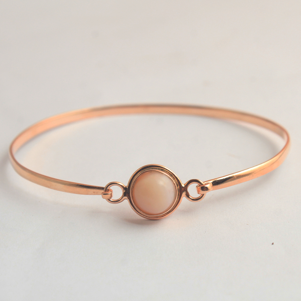 925 Sterling Silver Bangle Bracelet Handmade Jewelry Pink Opal Bracelet Rose Gold Plated Silver Jewelry Statement Jewelry