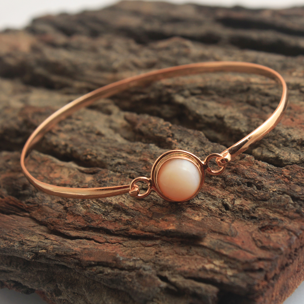 925 Sterling Silver Bangle Bracelet Handmade Jewelry Pink Opal Bracelet Rose Gold Plated Silver Jewelry Statement Jewelry