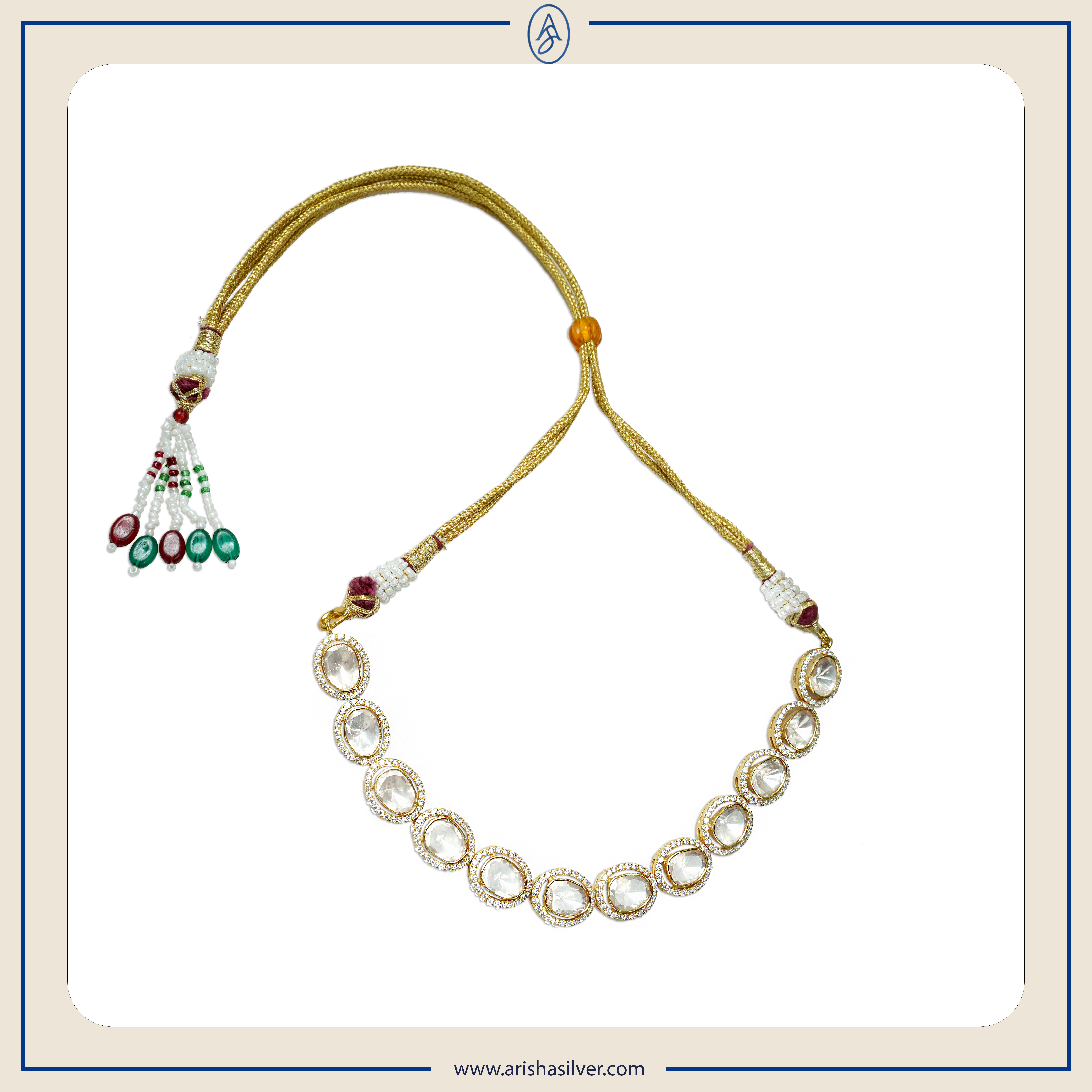 Indian Kundan Jewelry Moissanite Necklace Silver Jewelry Wedding Jewelry Women Jewelry Zirccon Necklace