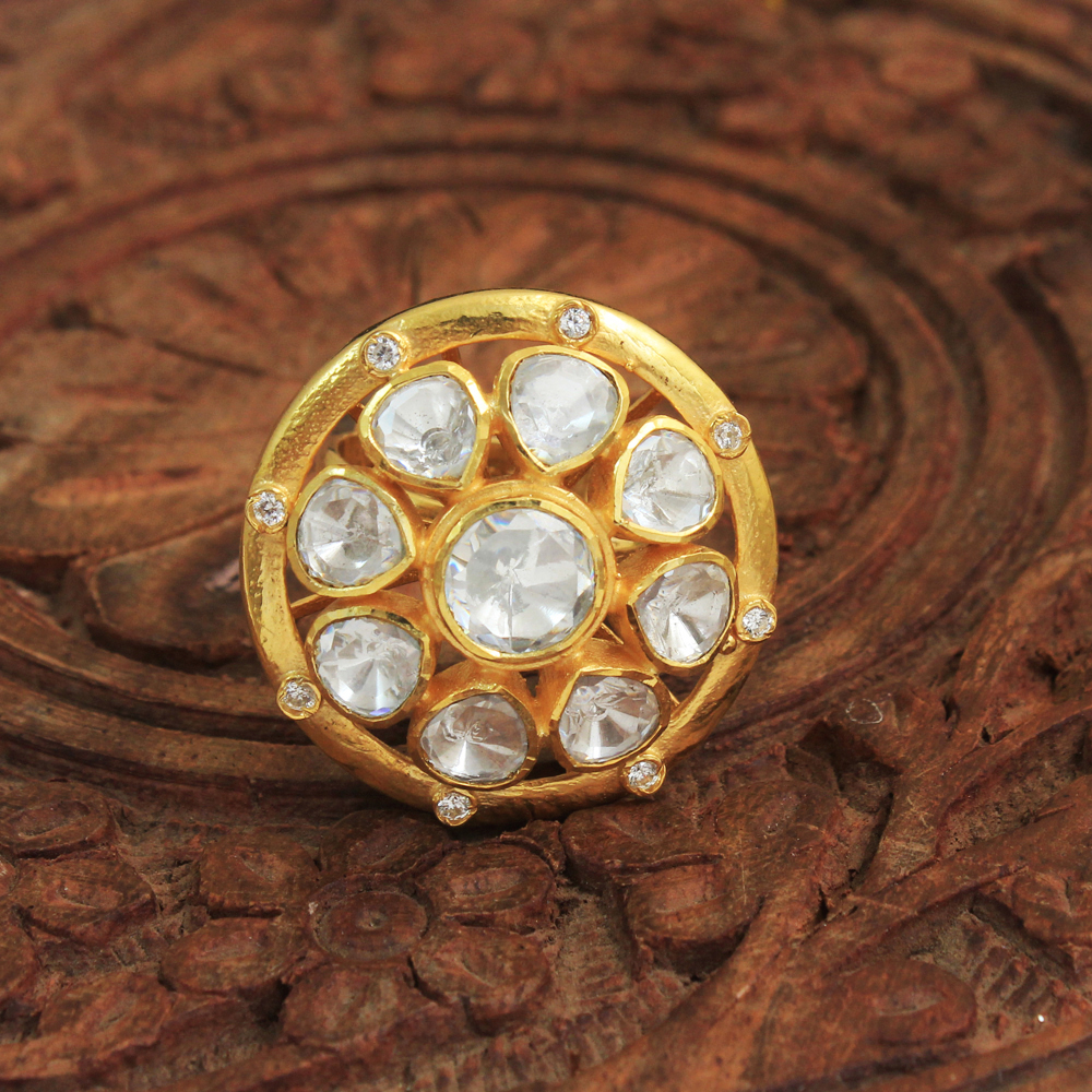 925 Silver Jewelry Adjustable Ring Kundan Polki Ring Weddding Ring Woman Ring