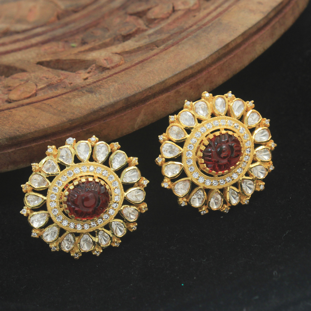 925 Sterling Jewelry Gold Plated Jwellery Indian Ethnic Jwellery Kundanpolki Jwellery Woman Jwellery