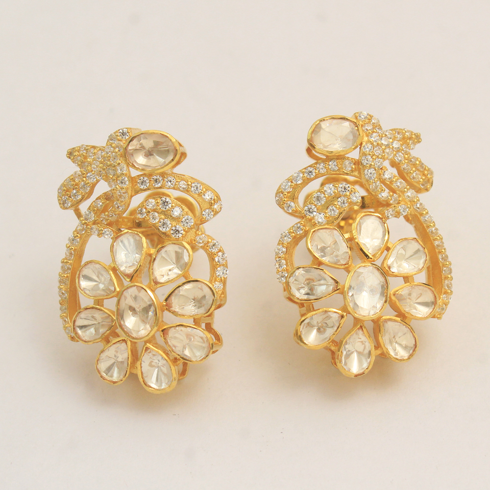 925 Sterling Jewelry Indian Kundan Jwellery Moissanite Earring Silver Jwellery Woman Jwellery