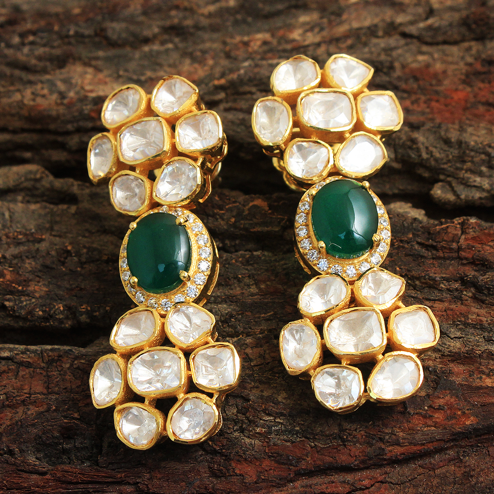 925 Sterling Jewelry Gold Plated Handmade Jewelry Indian Ethnic Jwellery Indian Kundan Jewelry Kundan Polki Jwellery Wedding Jwellery Woman Jwellery