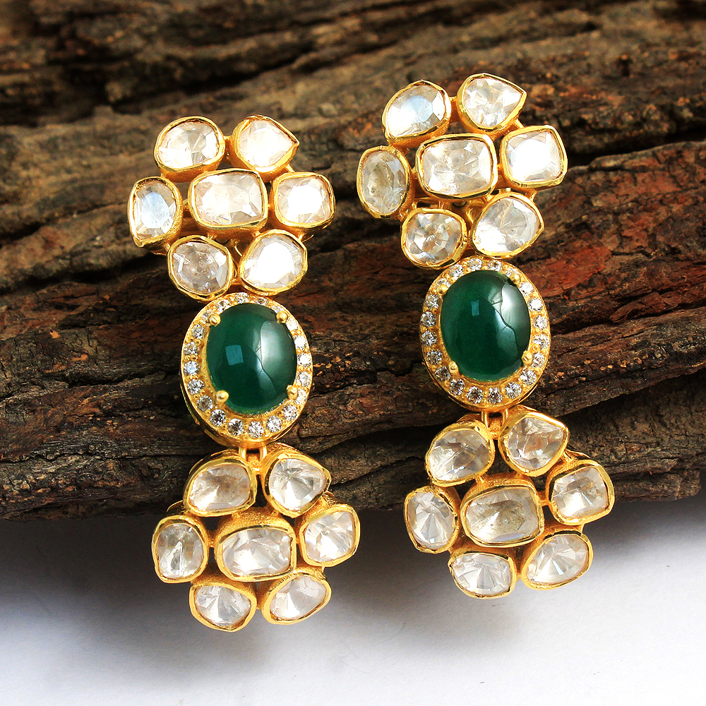 925 Sterling Jewelry Gold Plated Handmade Jewelry Indian Ethnic Jwellery Indian Kundan Jewelry Kundan Polki Jwellery Wedding Jwellery Woman Jwellery