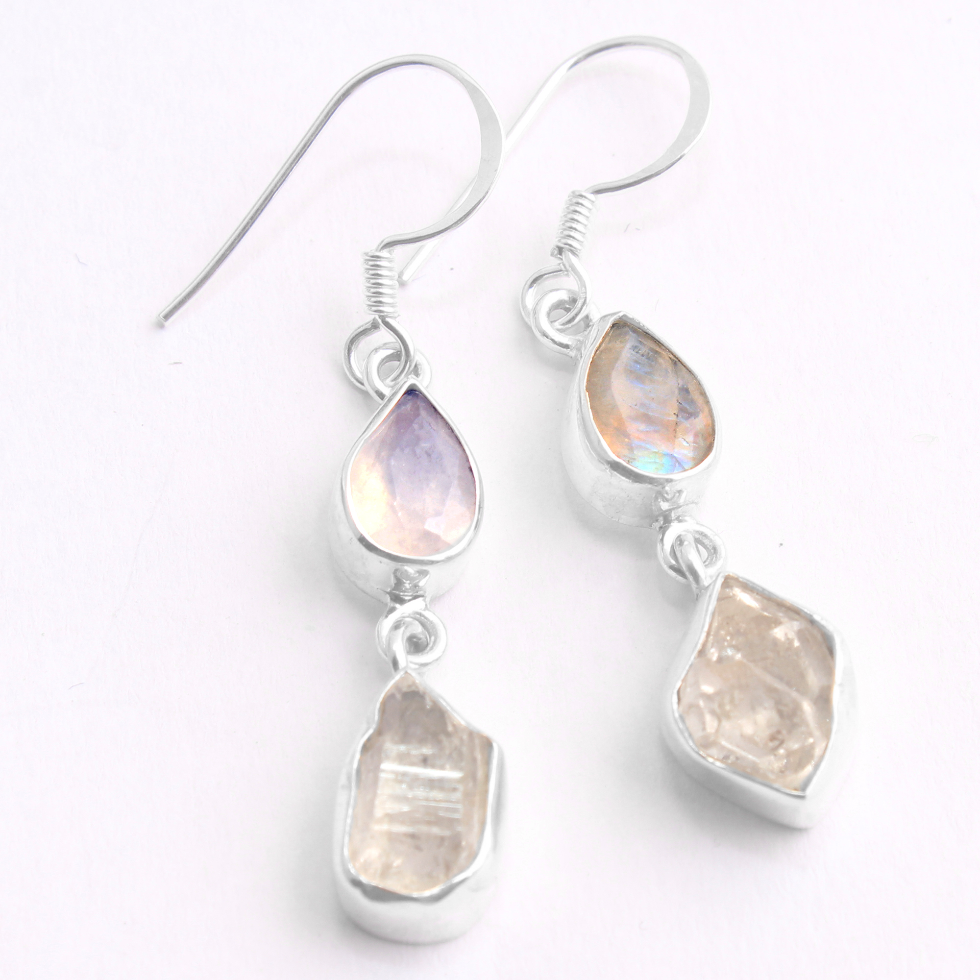 Gemstone Jewelry Herkimer Jewelry Moonstone Earring Silver Jewelry