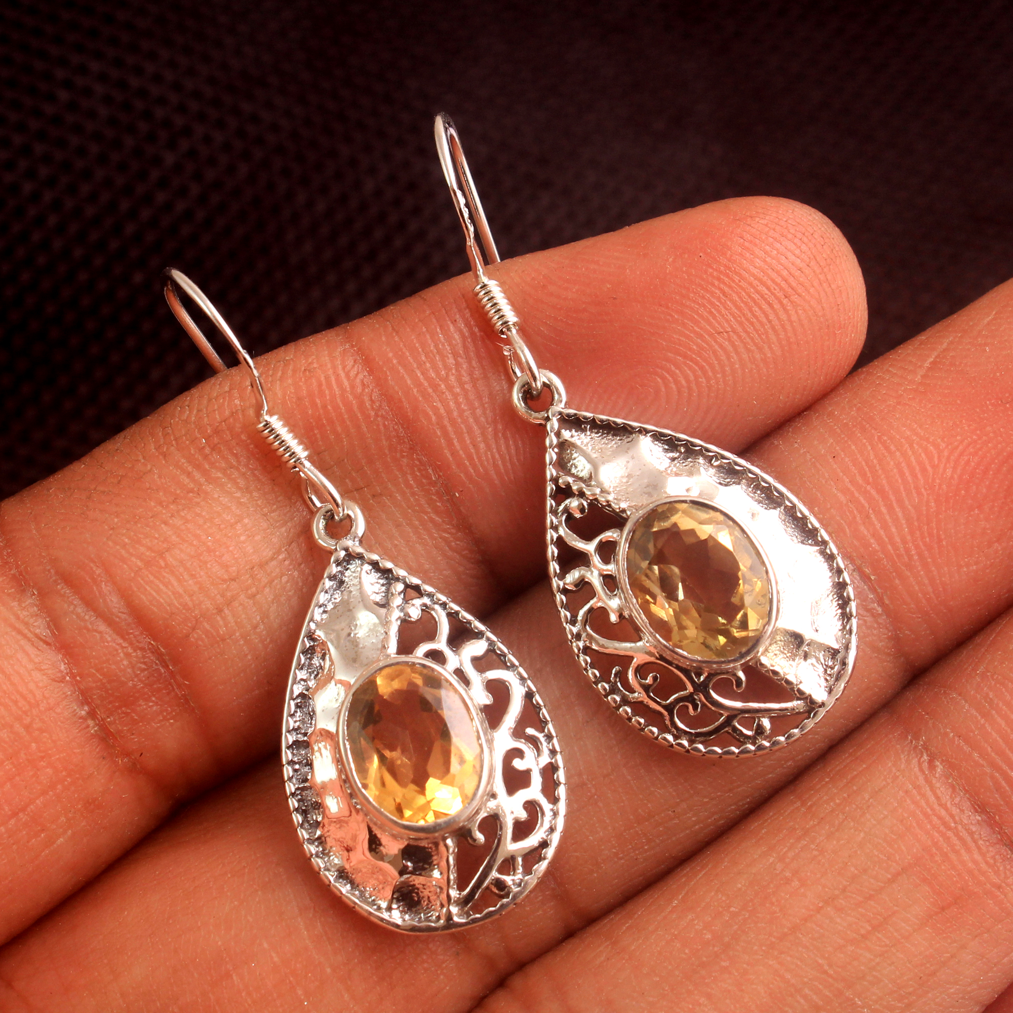 Citrine Earring Dangle Earring Garnet Earring Handmade Jewelry Silver Jewelry Women Jewelry