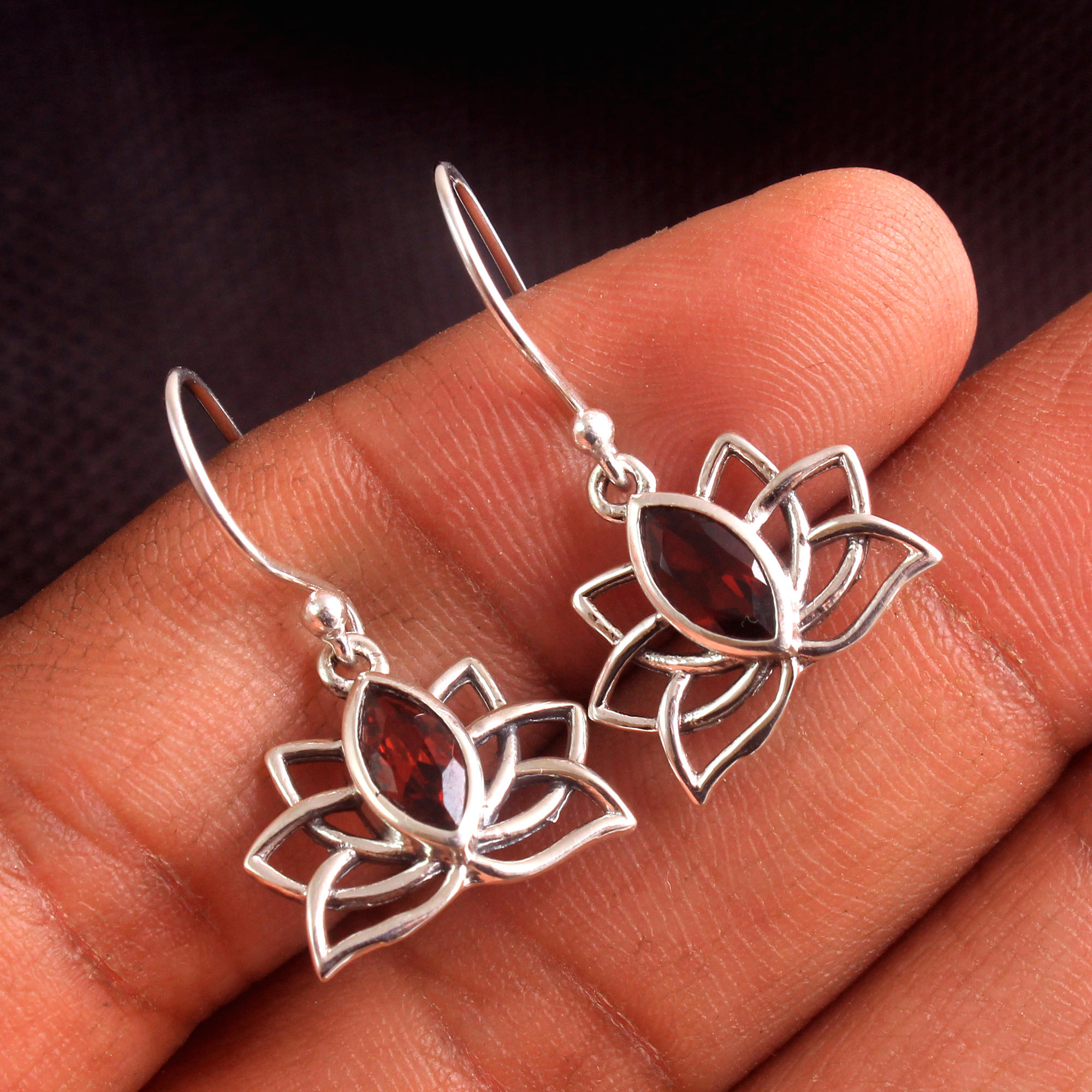 Gift For Her Handmade Jewelry January Birthstone Jewelry Lotus Earring Women Earring