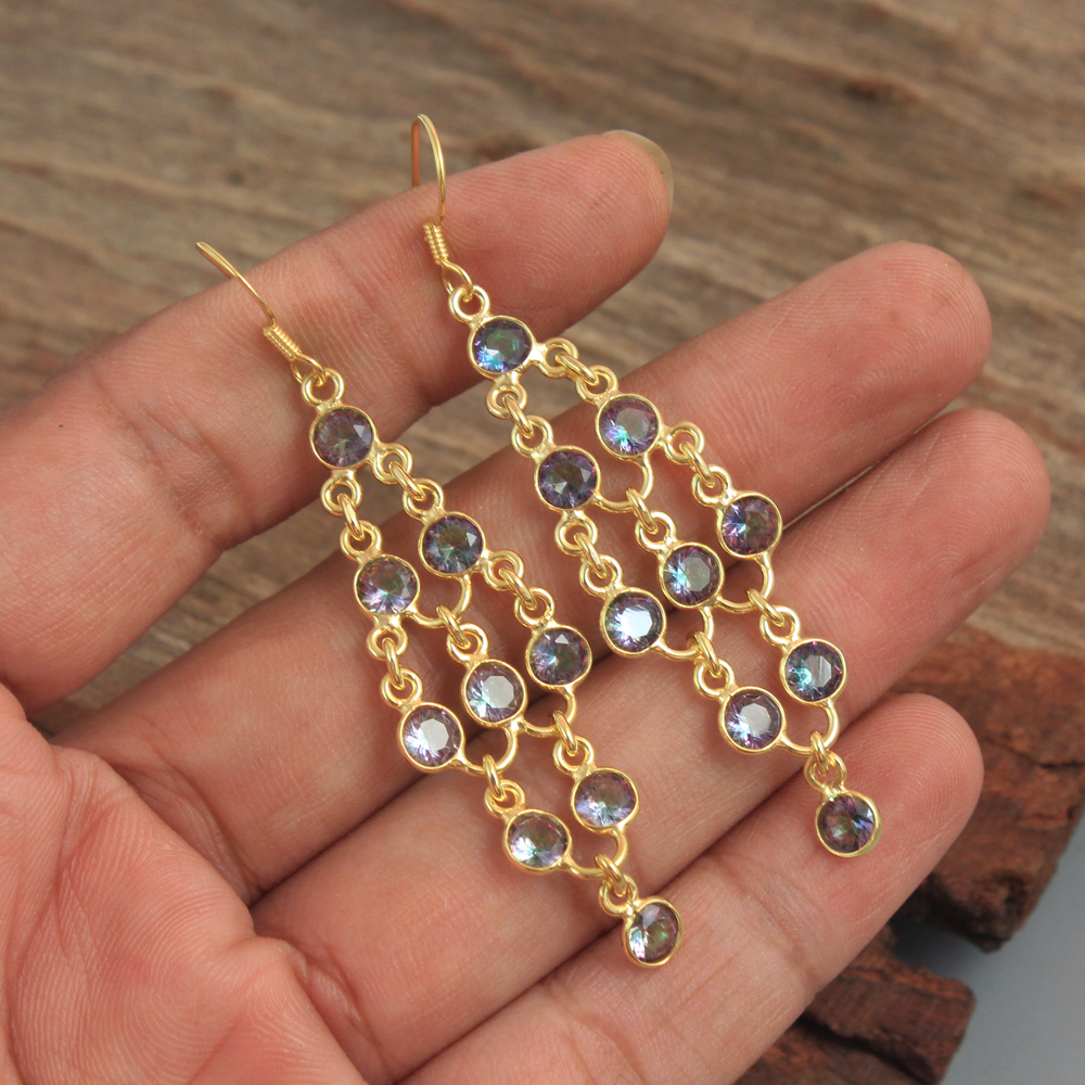 Garnet Earring Handmade Jewelry Labradorite Earring Larimar Earring Women Earring Yellow Gold Plated Jewelry