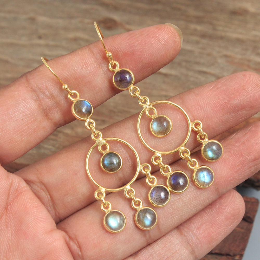 Handmade Jewelry Labradorite Earring Moonstone Earring Silver Jewelry Women Earring