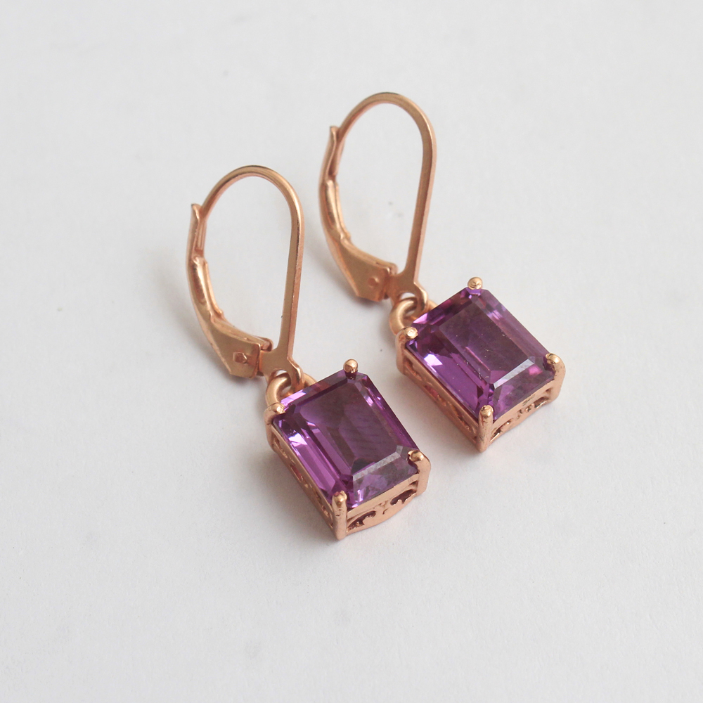 Amethyst Earring Gift For Her Handmade Jewelry Rose Gold Plated Jewelry Silver Jewelry Women Jewelry