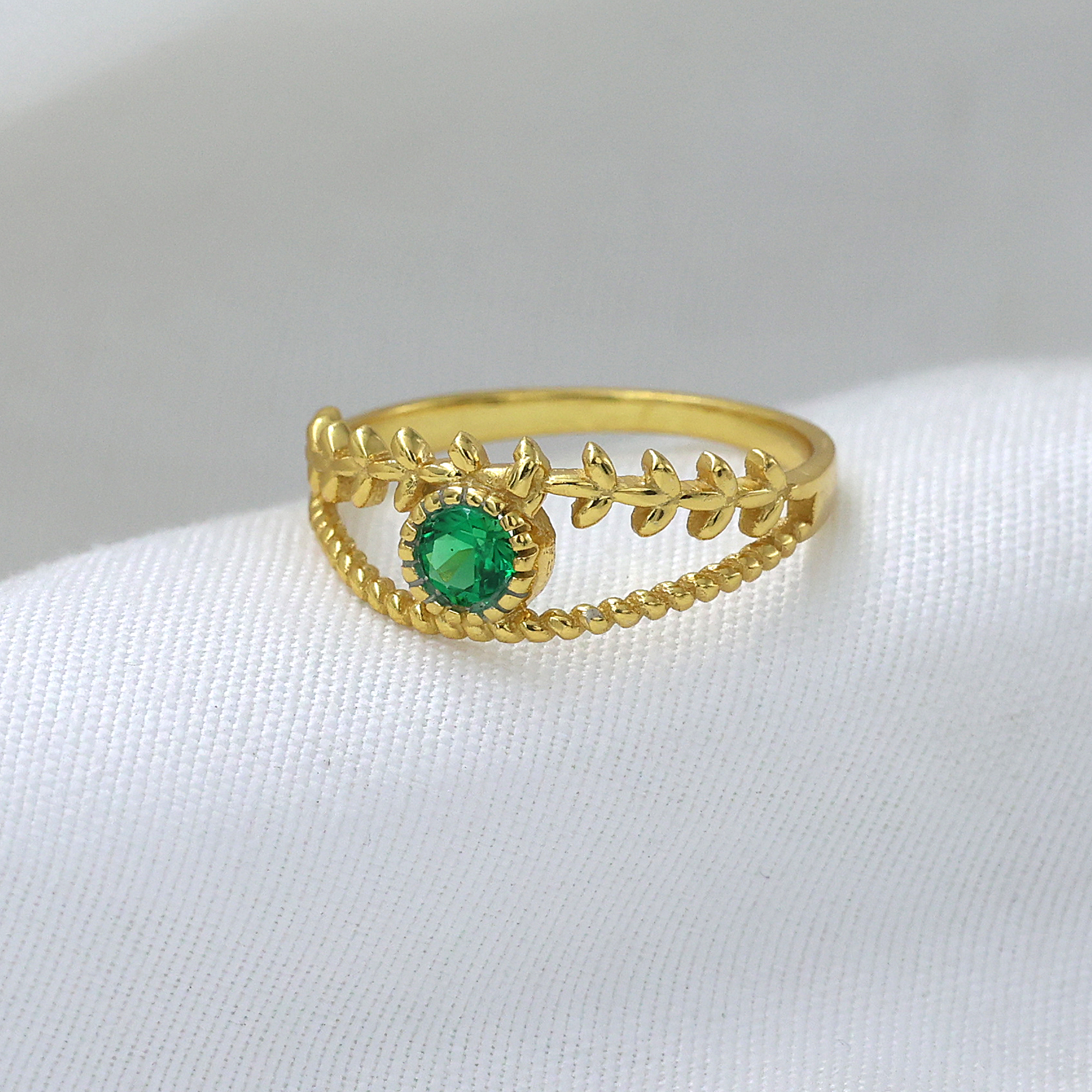 925 Sterling Silver Anniversary Gift Birthday Gift Gift For Her Gold Plated Jewelry Green Zircon Ring Handmade Ring Indian Ethnic Jewelry Silver  Ring Valentine Gift Weddding Ring Wedding Gift Woman Jewelry Women Ring