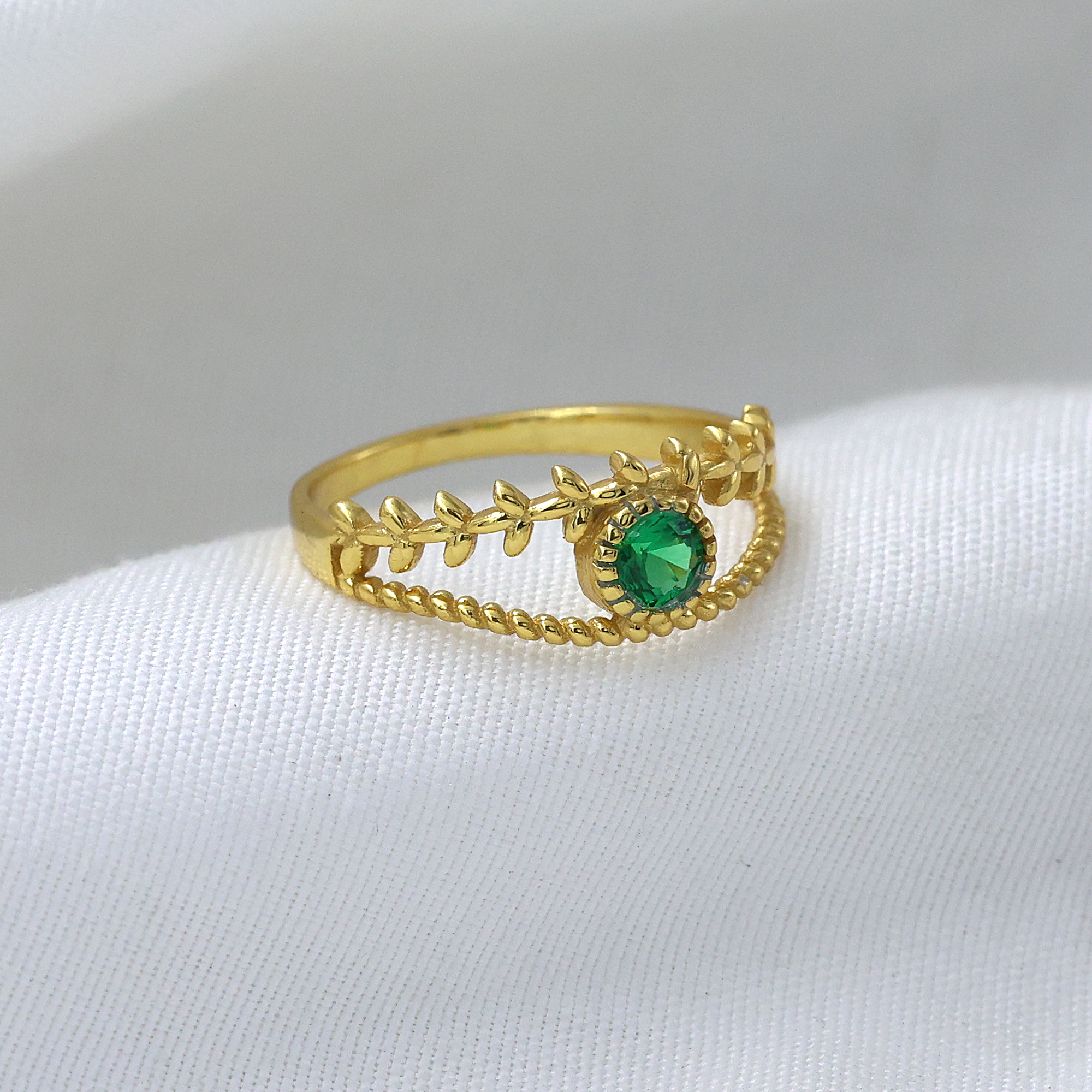 925 Sterling Silver Anniversary Gift Birthday Gift Gift For Her Gold Plated Jewelry Green Zircon Ring Handmade Ring Indian Ethnic Jewelry Silver  Ring Valentine Gift Weddding Ring Wedding Gift Woman Jewelry Women Ring