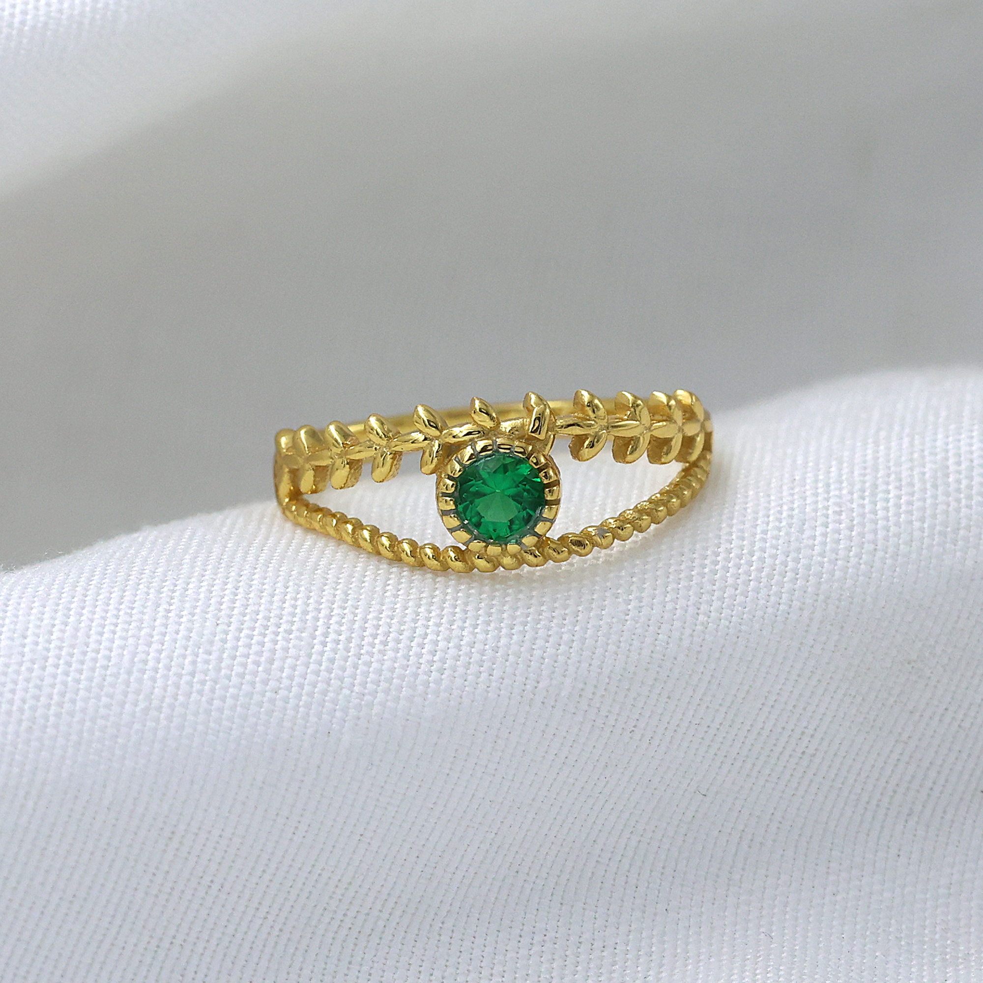 925 Sterling Silver Anniversary Gift Birthday Gift Gift For Her Gold Plated Jewelry Green Zircon Ring Handmade Ring Indian Ethnic Jewelry Silver  Ring Valentine Gift Weddding Ring Wedding Gift Woman Jewelry Women Ring
