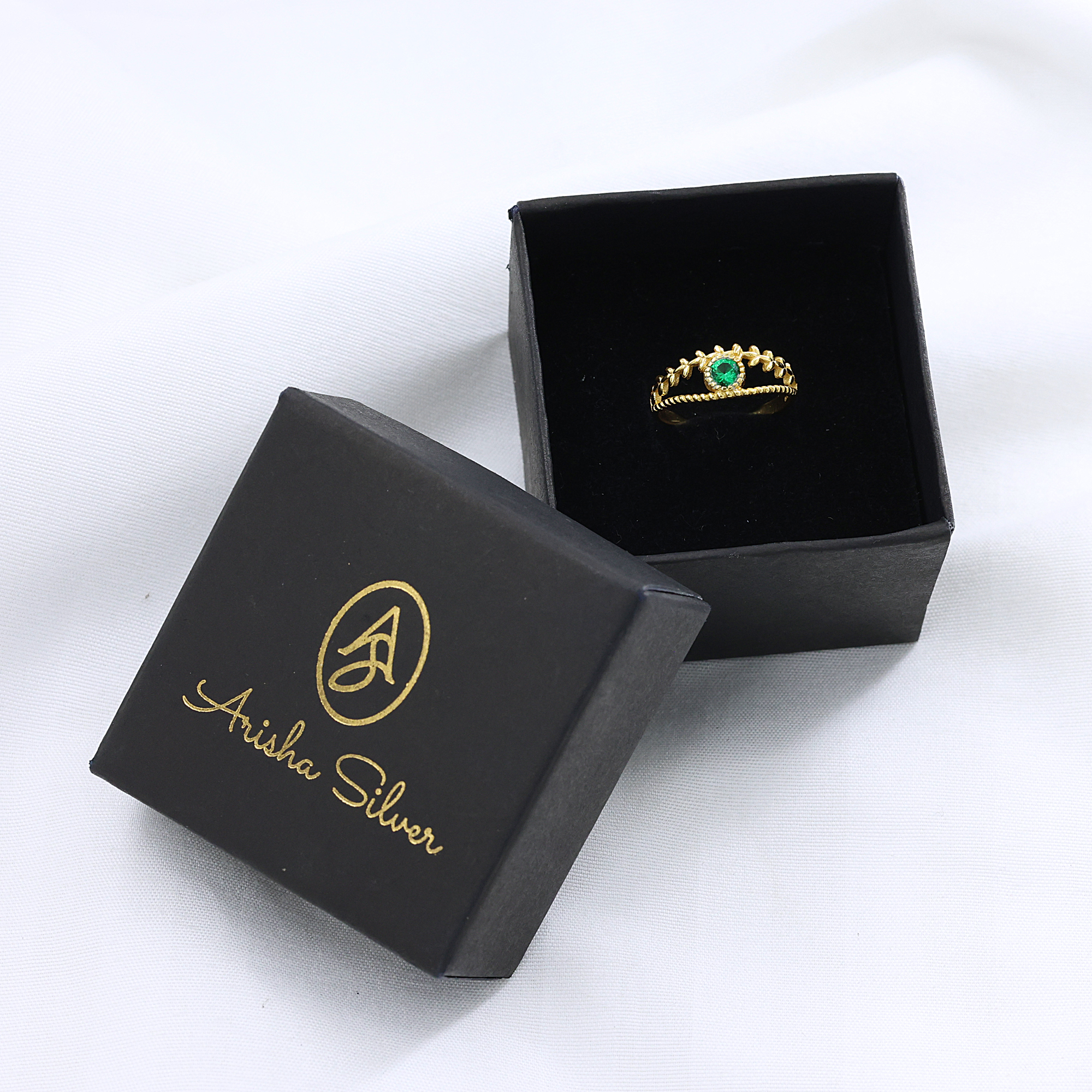 925 Sterling Silver Anniversary Gift Birthday Gift Gift For Her Gold Plated Jewelry Green Zircon Ring Handmade Ring Indian Ethnic Jewelry Silver  Ring Valentine Gift Weddding Ring Wedding Gift Woman Jewelry Women Ring