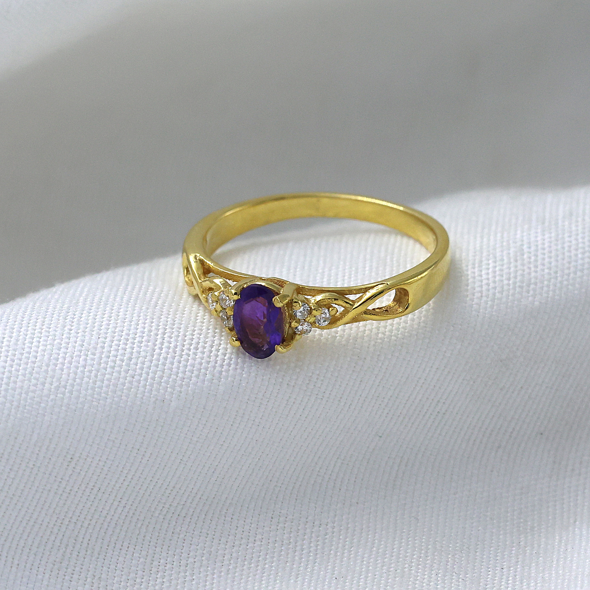 925 Sterling Silver Amethyst Ring Anniversary Gift Birthday Gift Birthstone Jewelry Christmas Gift Easter Gift Engagement Ring Gift For Her Gold Plated Jewelry Graduation Gift Handmade Jewelry Handmade Ring Indian Ethnic Jewelry Silver  Ring Valentines Gift Weddding Ring Yellow Gold Plating Zircon Ring