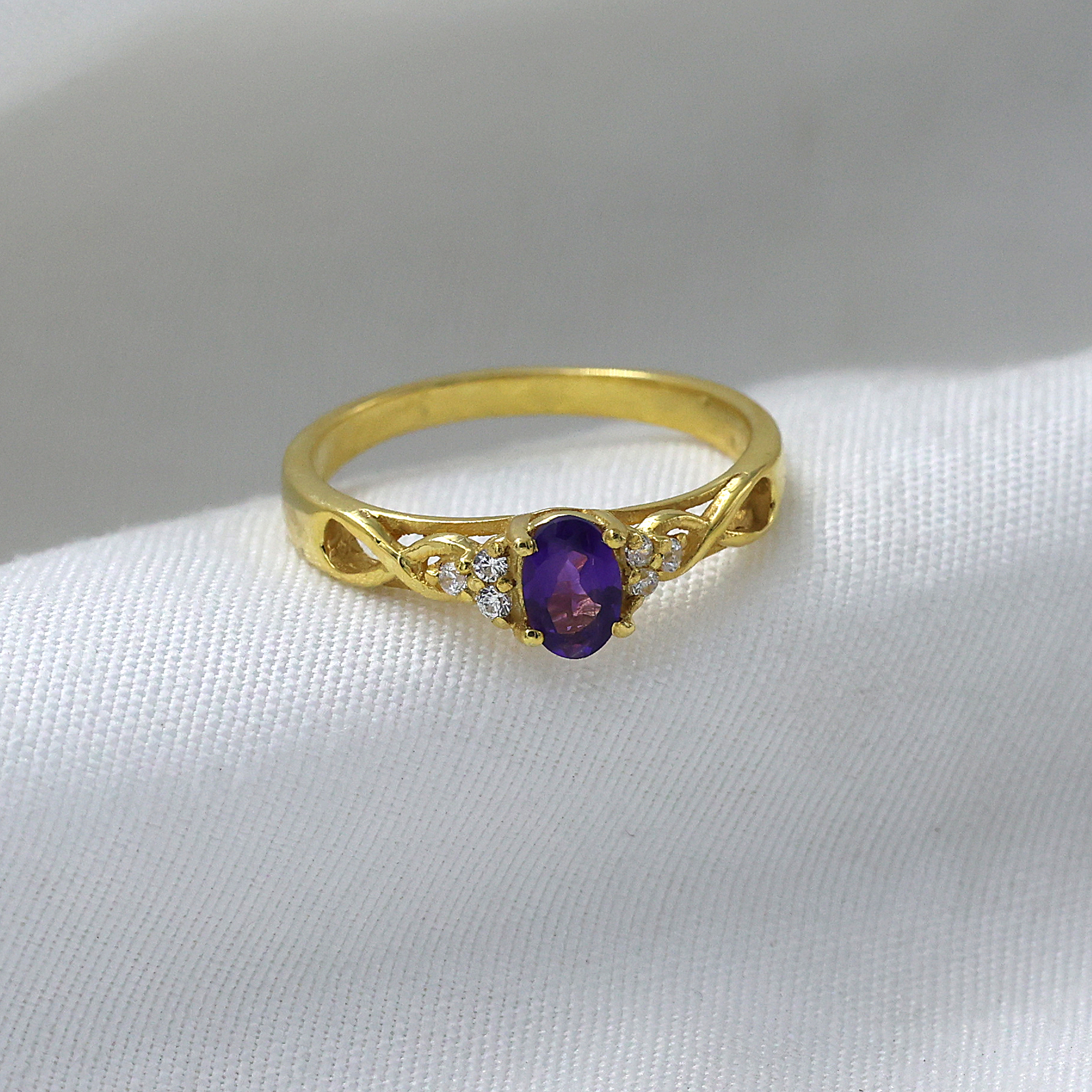 925 Sterling Silver Amethyst Ring Anniversary Gift Birthday Gift Birthstone Jewelry Christmas Gift Easter Gift Engagement Ring Gift For Her Gold Plated Jewelry Graduation Gift Handmade Jewelry Handmade Ring Indian Ethnic Jewelry Silver  Ring Valentines Gift Weddding Ring Yellow Gold Plating Zircon Ring