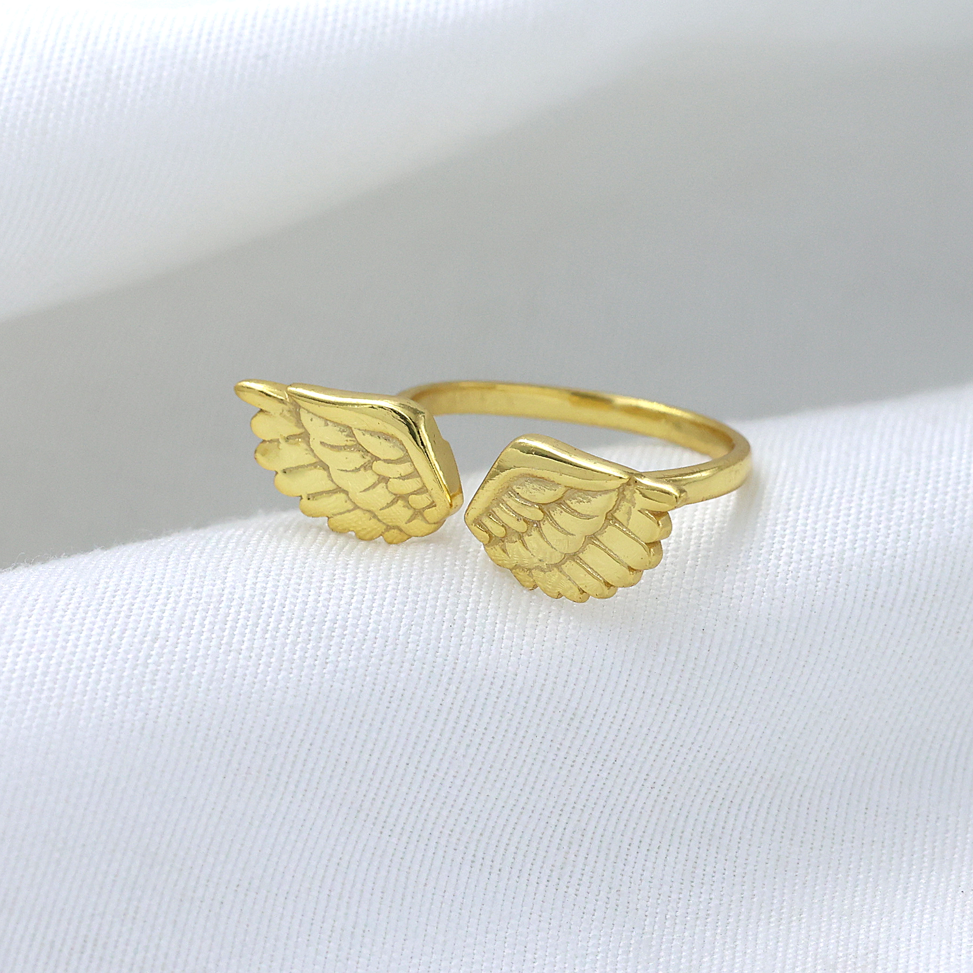925 Sterling Silver Angel Wings Ring Anniversary Gift Birthday Gift Christmas Gift Easter Gift Gift For Her Gold Plated Jewelry Graduation Gift Handmade Jewelry Men's Jewelry Men's Ring Silver  Ring Silver Jewelry Unisex Ring Valentines Gift Women Jewelry Women Ring Yellow Gold Plated Ring
