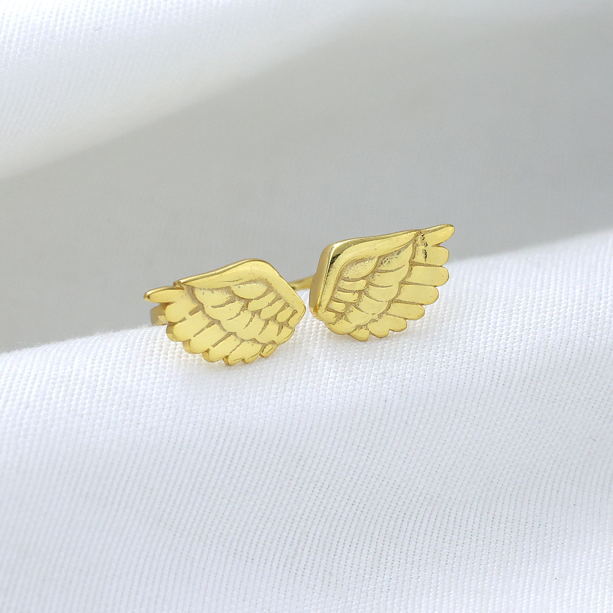 925 Sterling Silver Angel Wings Ring Anniversary Gift Birthday Gift Christmas Gift Easter Gift Gift For Her Gold Plated Jewelry Graduation Gift Handmade Jewelry Men's Jewelry Men's Ring Silver  Ring Silver Jewelry Unisex Ring Valentines Gift Women Jewelry Women Ring Yellow Gold Plated Ring