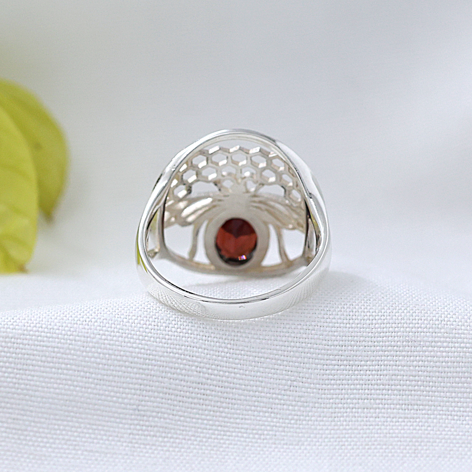 925 Sterling Silver Anniversary Gift Birthday Gift Christmas Gift Garnet Ring Gemstone Ring Gifts For Her Graduation Gift Handmade Jewelry Handmade Ring Honey Bee Ring Silver  Ring Unisex Jewelry Valentines Gift Women Jewelry Women Ring
