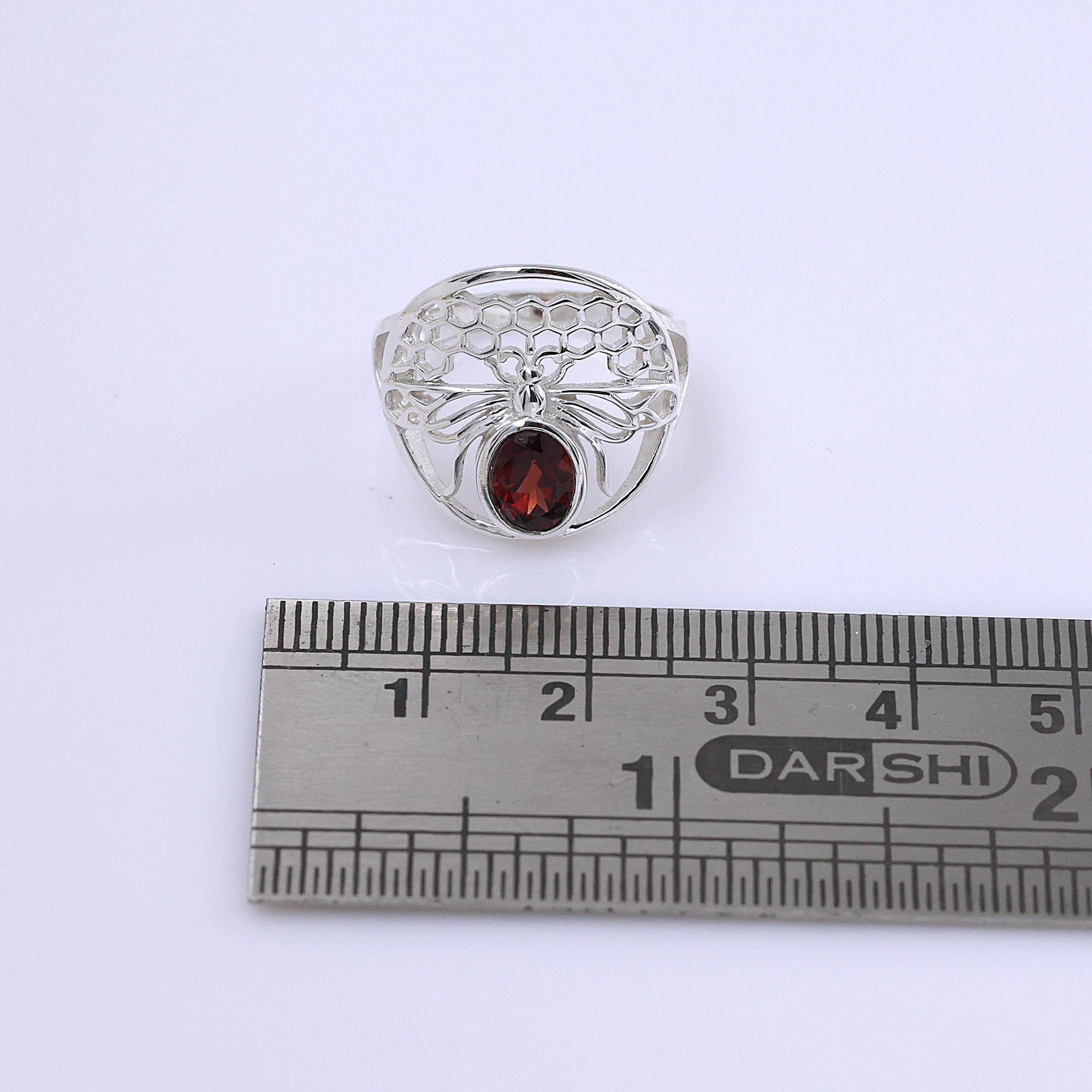 925 Sterling Silver Anniversary Gift Birthday Gift Christmas Gift Garnet Ring Gemstone Ring Gifts For Her Graduation Gift Handmade Jewelry Handmade Ring Honey Bee Ring Silver  Ring Unisex Jewelry Valentines Gift Women Jewelry Women Ring