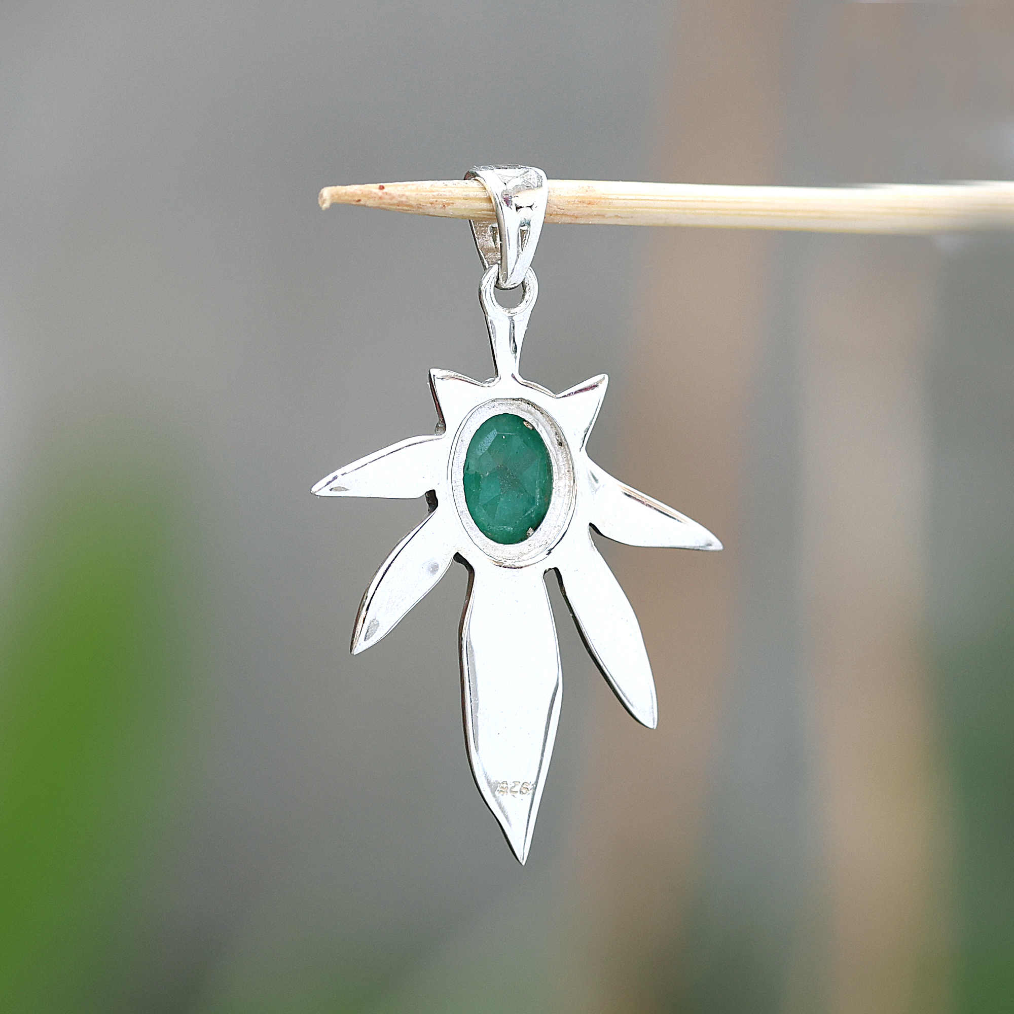 925 Sterling Silver Anniversary Gift Birthday Gift Birthstone Jewelry Christmas Gift Emerald Pendant Gemstone Pendant Gift For Her Palm Leaf Pendant Silver Jewelry Silver Pendent Tree Of Life Pendant Women Jewelry Women Pendant