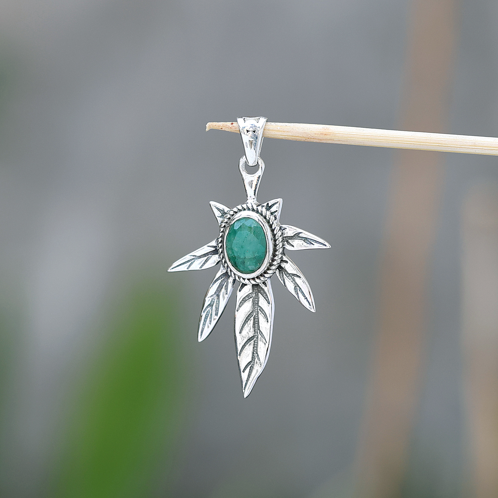 925 Sterling Silver Anniversary Gift Birthday Gift Birthstone Jewelry Christmas Gift Emerald Pendant Gemstone Pendant Gift For Her Palm Leaf Pendant Silver Jewelry Silver Pendent Tree Of Life Pendant Women Jewelry Women Pendant