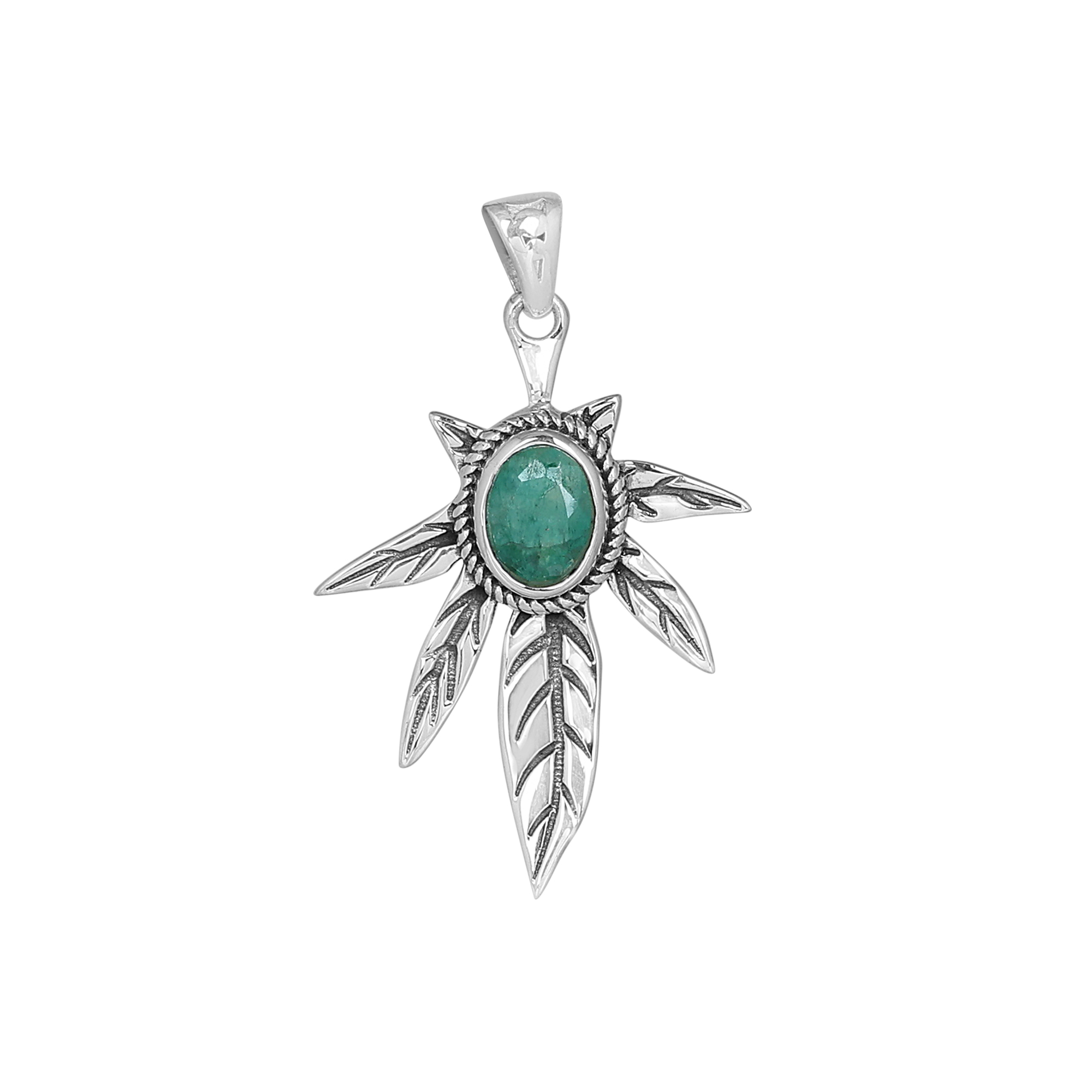 925 Sterling Silver Anniversary Gift Birthday Gift Birthstone Jewelry Christmas Gift Emerald Pendant Gemstone Pendant Gift For Her Palm Leaf Pendant Silver Jewelry Silver Pendent Tree Of Life Pendant Women Jewelry Women Pendant
