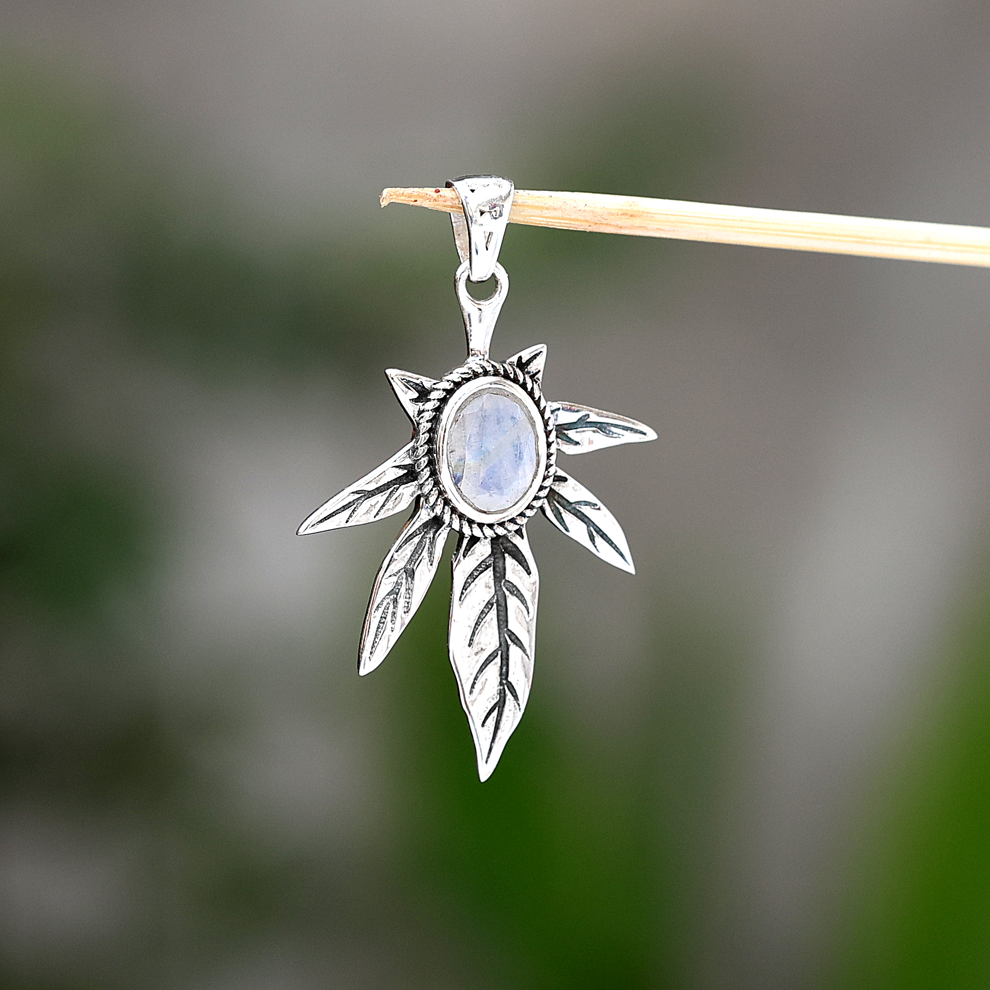 925 Sterling Silver Anniversary Gift Birthday Gift Birthstone Jewelry Easter Gift Gemstone Pendant Gift For Her Graduation Gift Handmade Jewelry Handmade Pendant Moonstone Pendant Palm Leaf Pendant Rainbow Pendant Silver Jewelry Silver Pendent Tree Of Life Pendant Unisex Jewelry Valentines Gift Women Jewelry