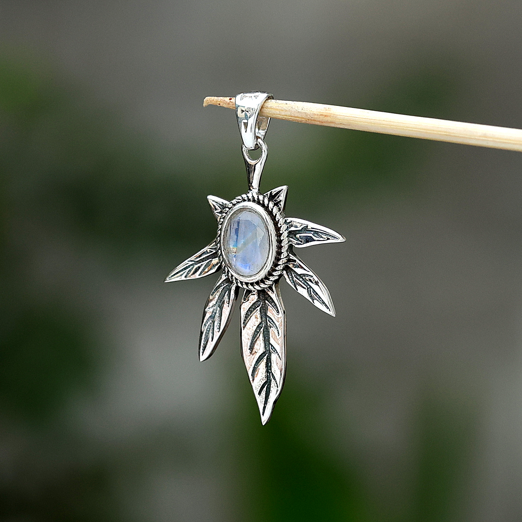 925 Sterling Silver Anniversary Gift Birthday Gift Birthstone Jewelry Easter Gift Gemstone Pendant Gift For Her Graduation Gift Handmade Jewelry Handmade Pendant Moonstone Pendant Palm Leaf Pendant Rainbow Pendant Silver Jewelry Silver Pendent Tree Of Life Pendant Unisex Jewelry Valentines Gift Women Jewelry