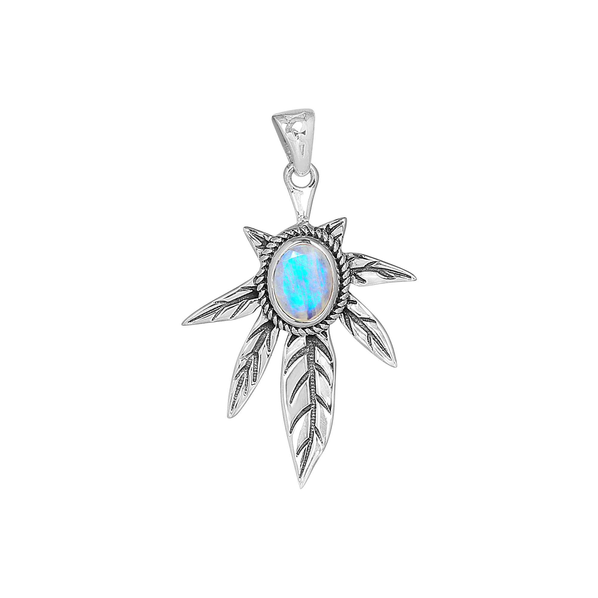 925 Sterling Silver Anniversary Gift Birthday Gift Birthstone Jewelry Easter Gift Gemstone Pendant Gift For Her Graduation Gift Handmade Jewelry Handmade Pendant Moonstone Pendant Palm Leaf Pendant Rainbow Pendant Silver Jewelry Silver Pendent Tree Of Life Pendant Unisex Jewelry Valentines Gift Women Jewelry