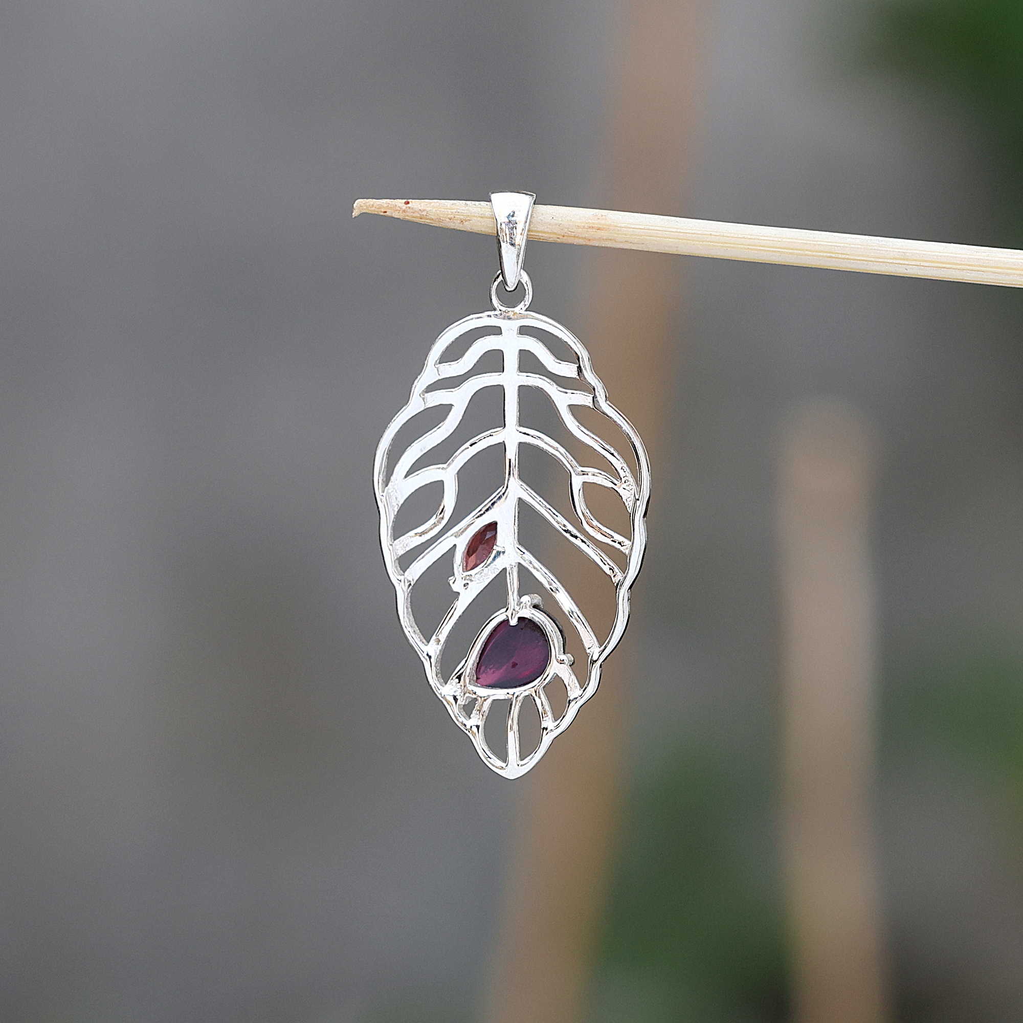 925 Sterling Silver Anniversary Gift Birthday Gift Birthstone Jewelry Christmas Gift Easter Gift Garnet Pendant Gemstone Pendant Gift For Her Graduation Gift Handmade Jewelry Handmade Pendant Palm Leaf Pendant Silver Jewelry Silver Pendant Tree Of Life Pendant Unisex Jewelry