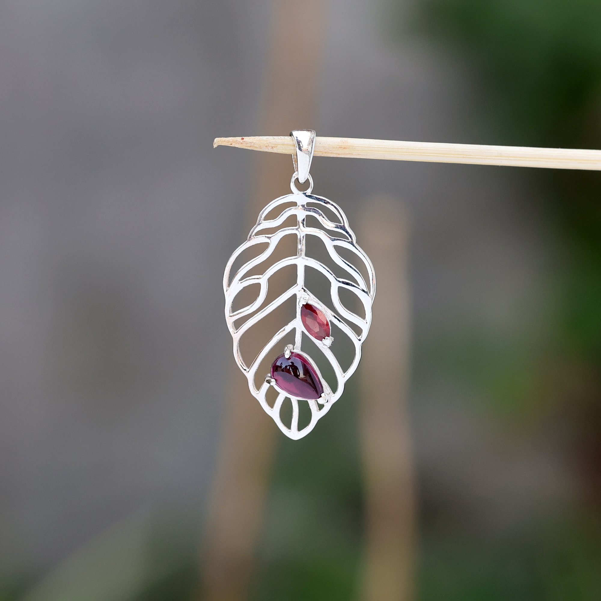 925 Sterling Silver Anniversary Gift Birthday Gift Birthstone Jewelry Christmas Gift Easter Gift Garnet Pendant Gemstone Pendant Gift For Her Graduation Gift Handmade Jewelry Handmade Pendant Palm Leaf Pendant Silver Jewelry Silver Pendant Tree Of Life Pendant Unisex Jewelry