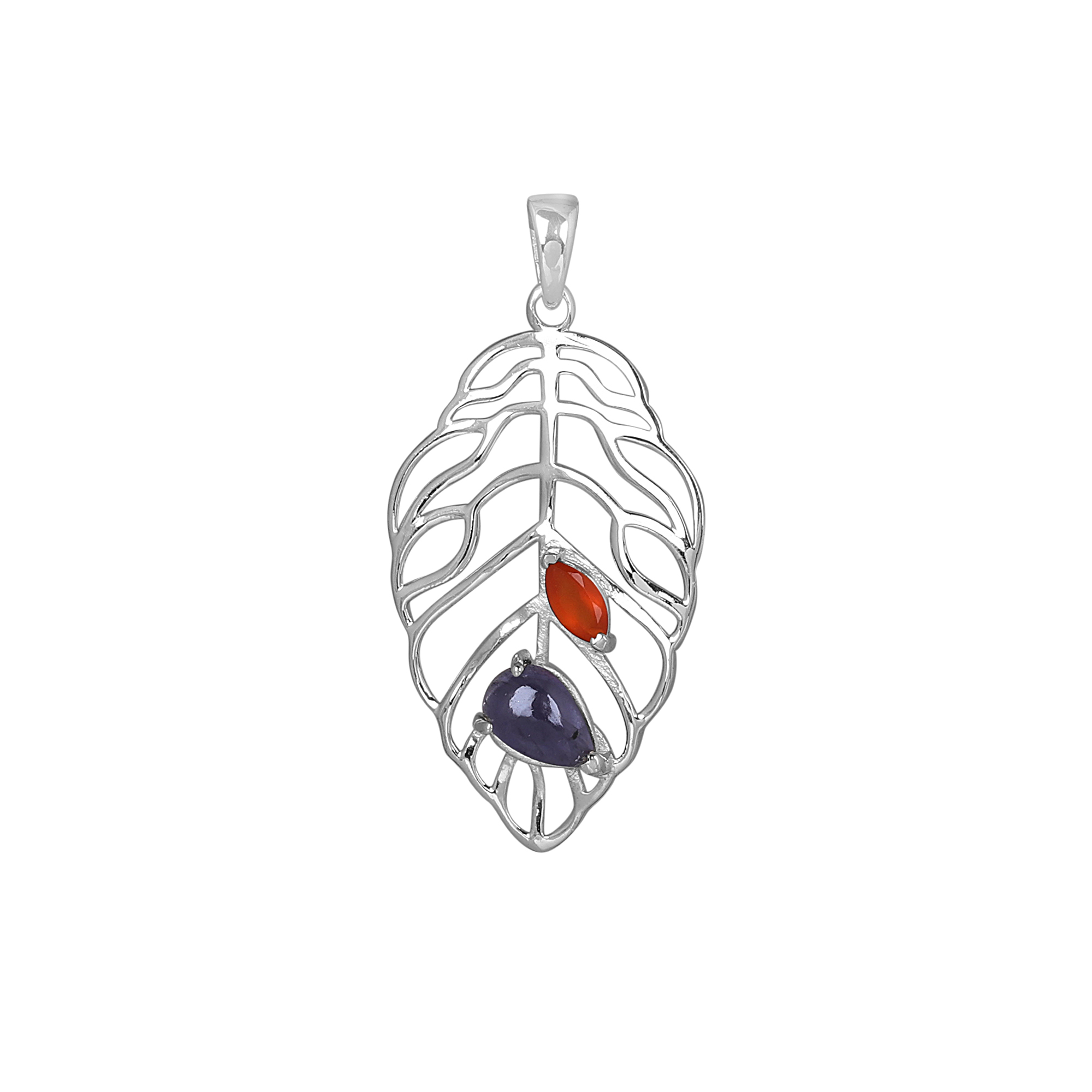 925 Sterling Silver Anniversary Gift Birthday Gift Birthstone Jewelry Carnelian Pendant Gemstone Pendant Gift For Her Handmade Jewelry Handmade Pendant Iolite Pendant Palm Leaf Pendant Silver Jewelry Silver Pendent Tree Of Life Pendant Valentines Gift